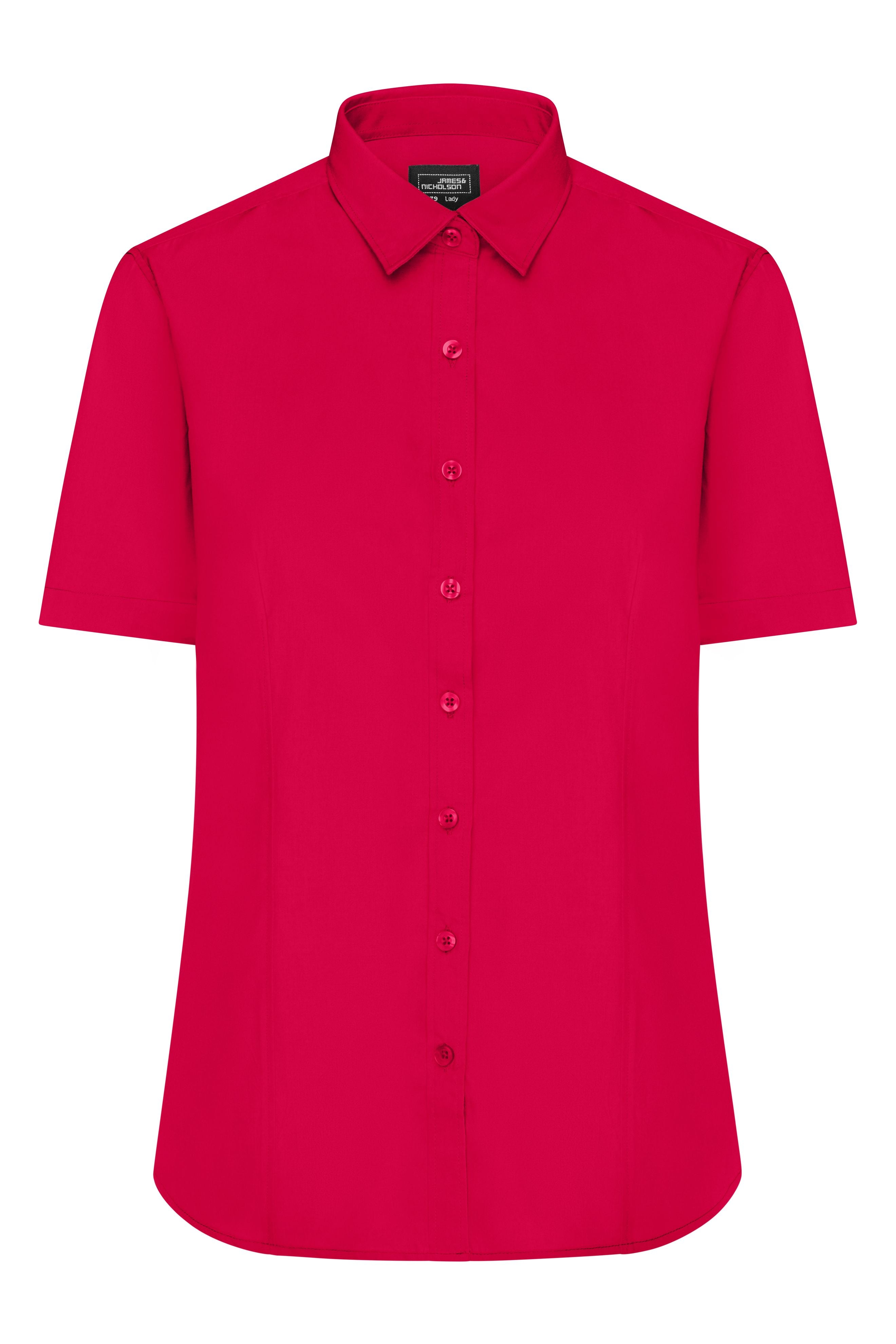 James & Nicholson Damenbluse Poplin Kurzarm red
