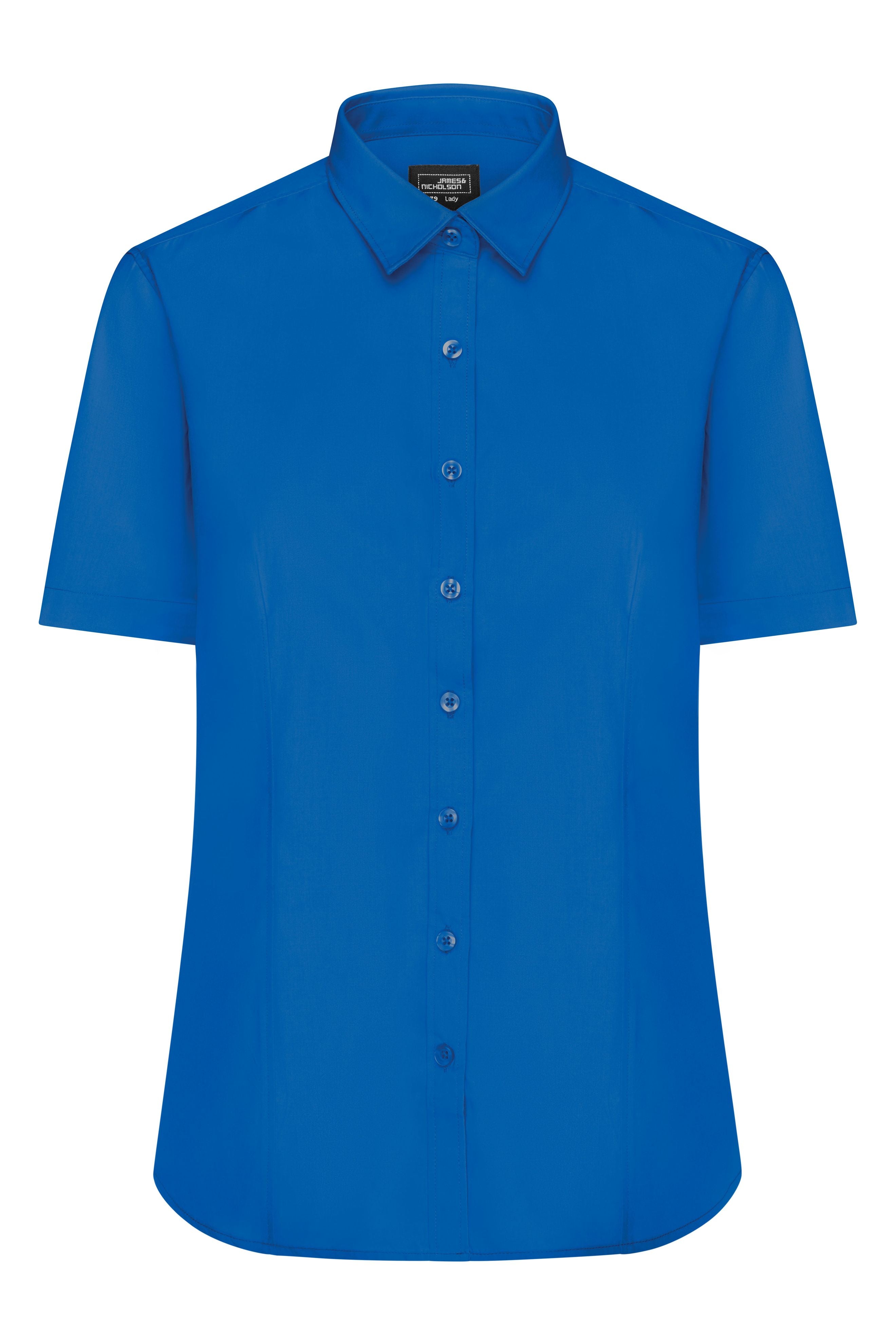 James & Nicholson Damenbluse Poplin Kurzarm royal