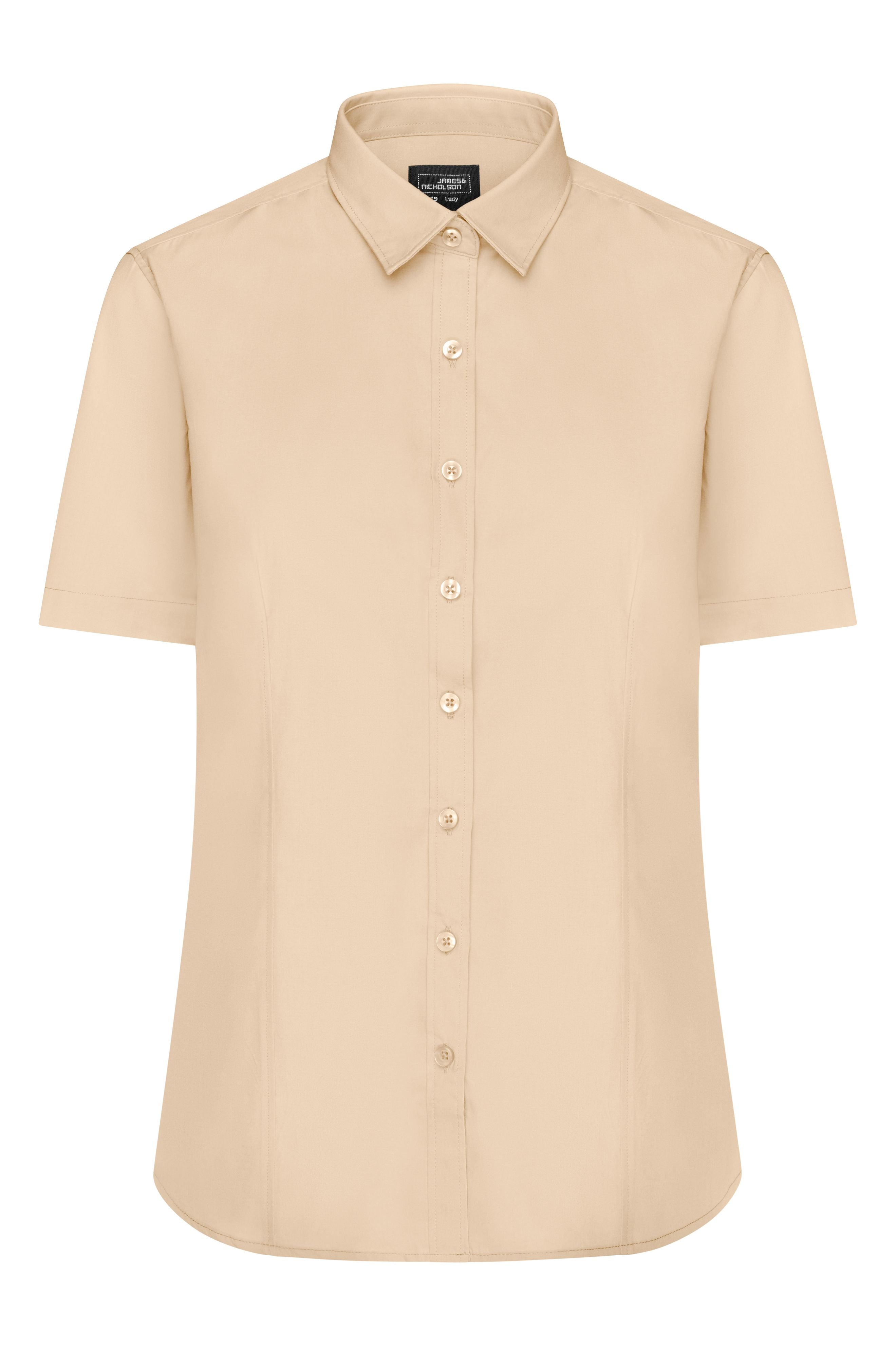 James & Nicholson Damenbluse Poplin Kurzarm stone