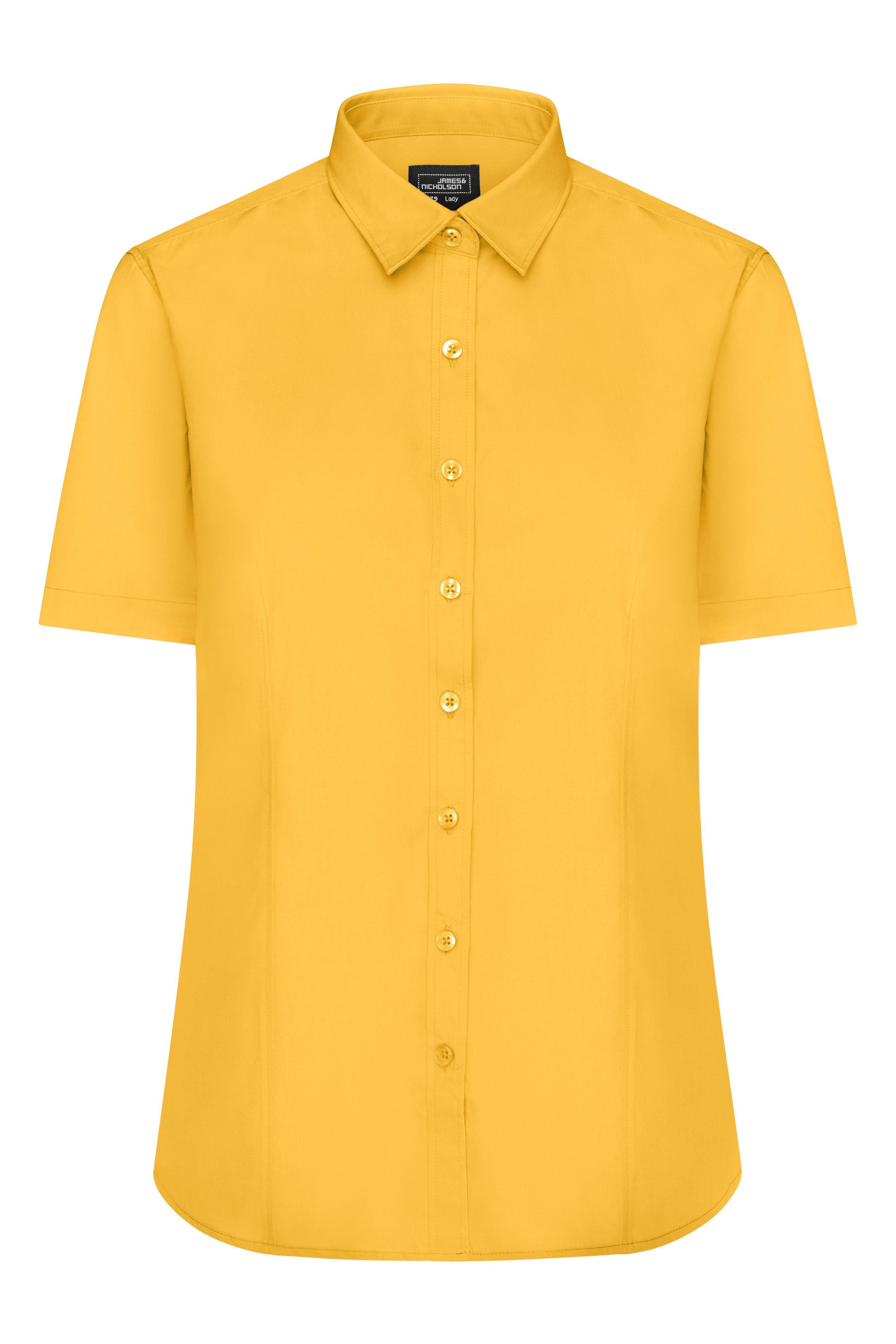 James & Nicholson Damenbluse Poplin Kurzarm yellow