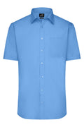 James & Nicholson Herrenhemd Poplin Kurzarm aqua