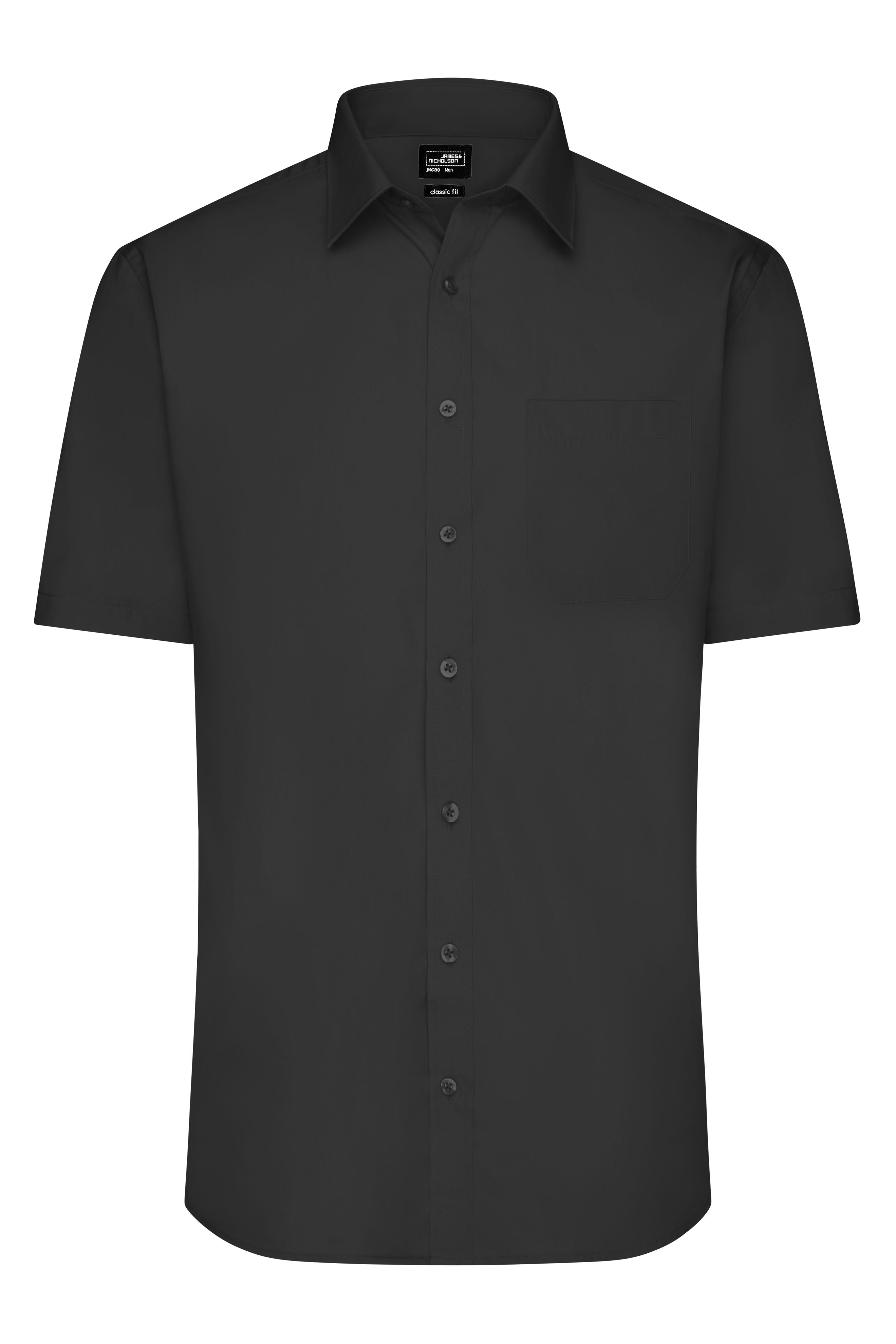 James & Nicholson Herrenhemd Poplin Kurzarm black
