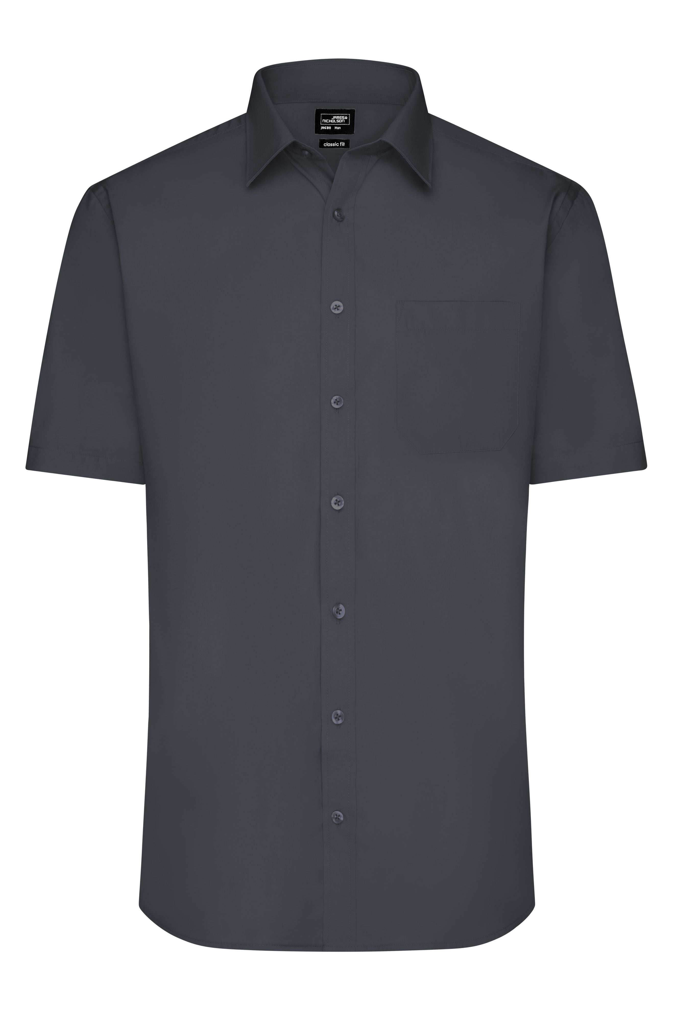 James & Nicholson Herrenhemd Poplin Kurzarm carbon
