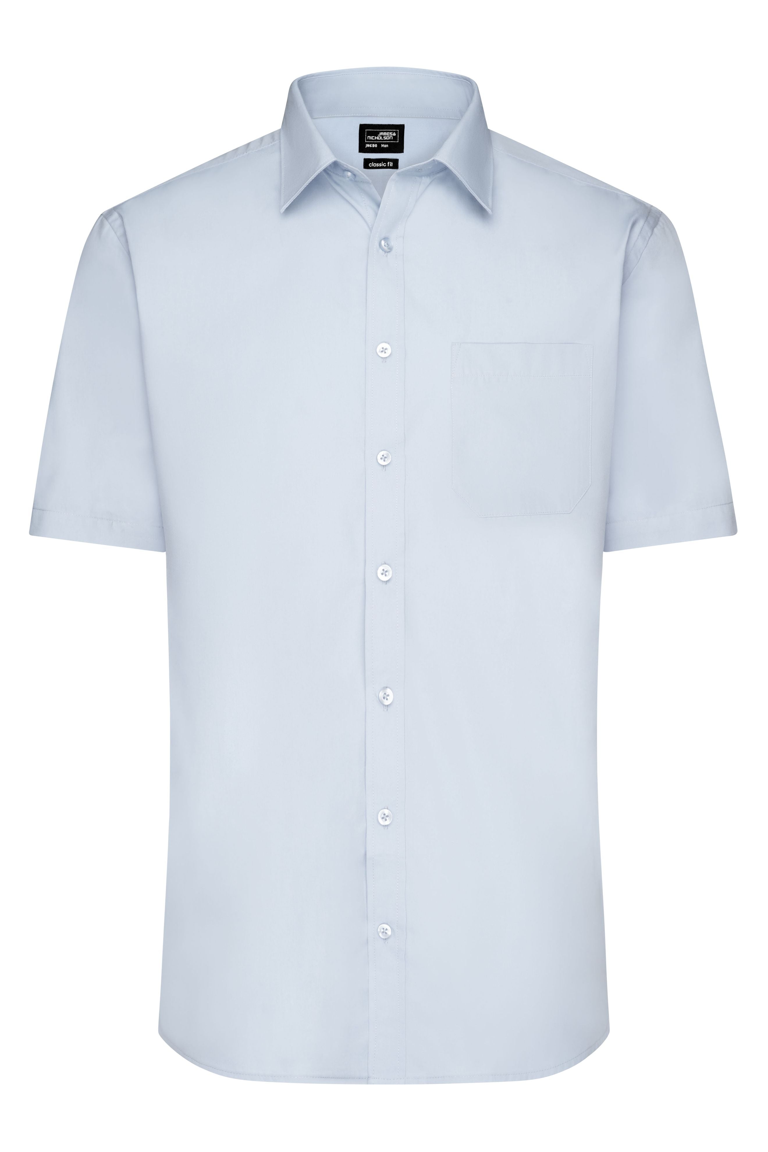 James & Nicholson Herrenhemd Poplin Kurzarm light-blue