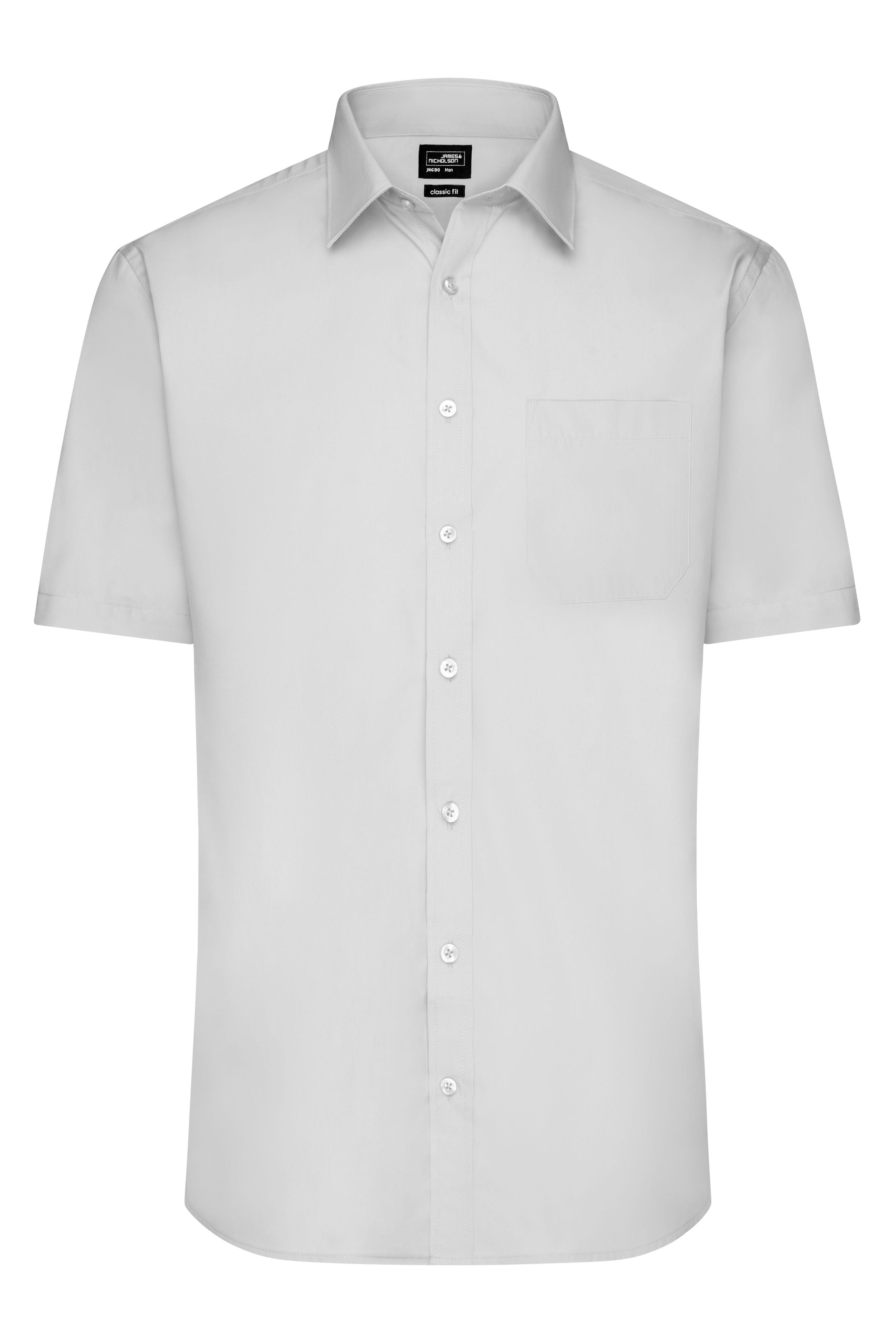 James & Nicholson Herrenhemd Poplin Kurzarm light-grey