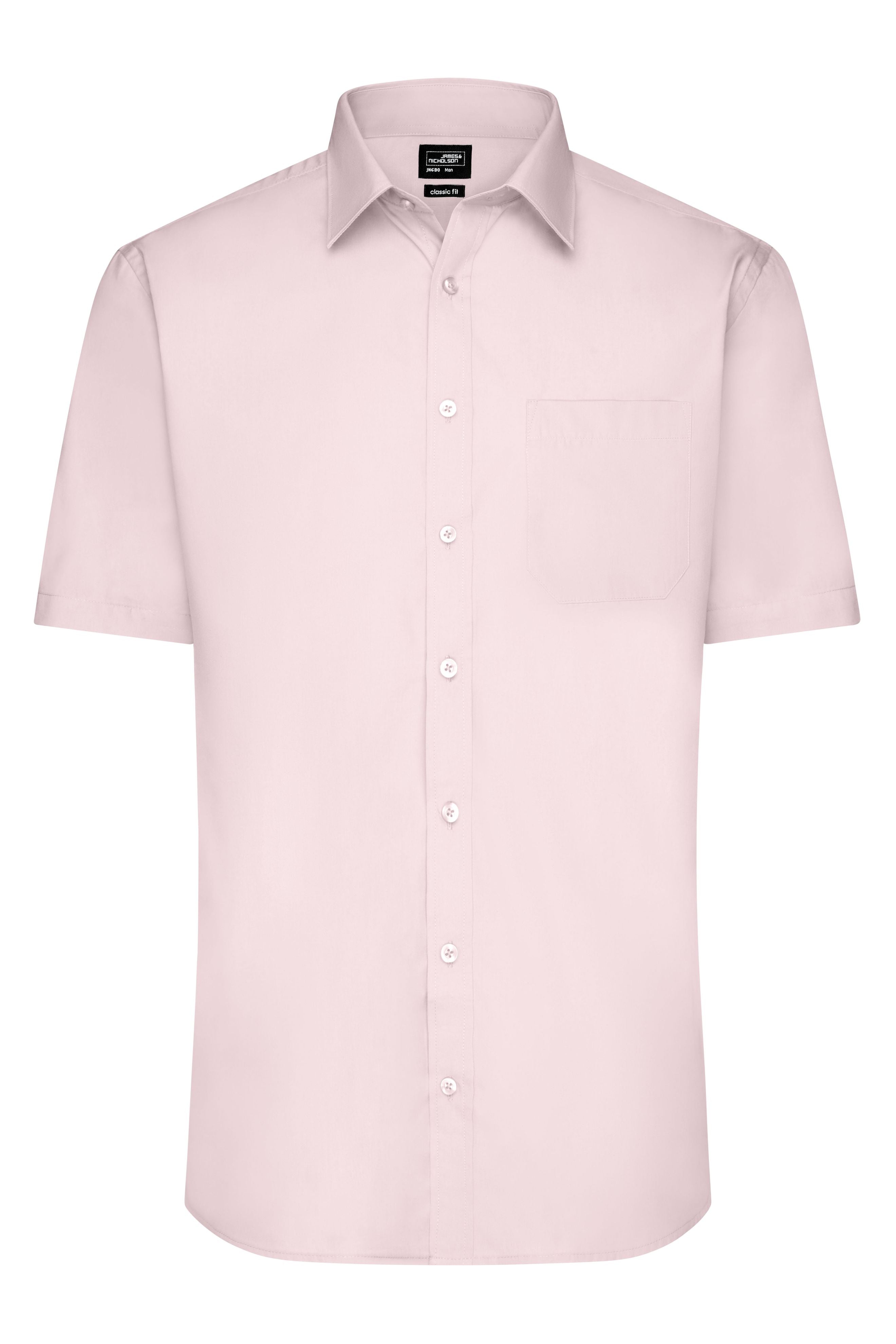 James & Nicholson Herrenhemd Poplin Kurzarm light-pink