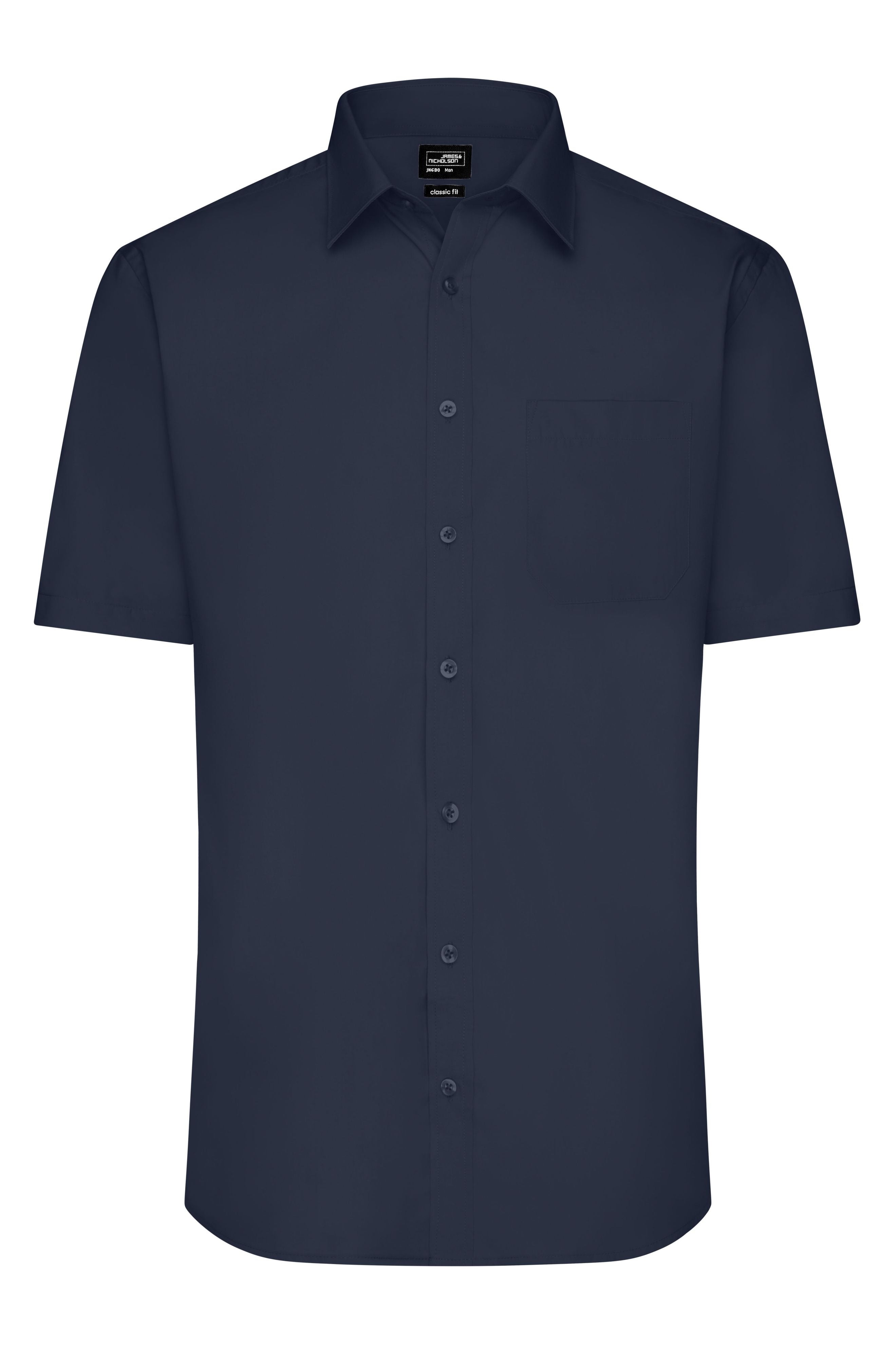 James & Nicholson Herrenhemd Poplin Kurzarm navy
