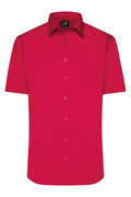 James & Nicholson Herrenhemd Poplin Kurzarm red