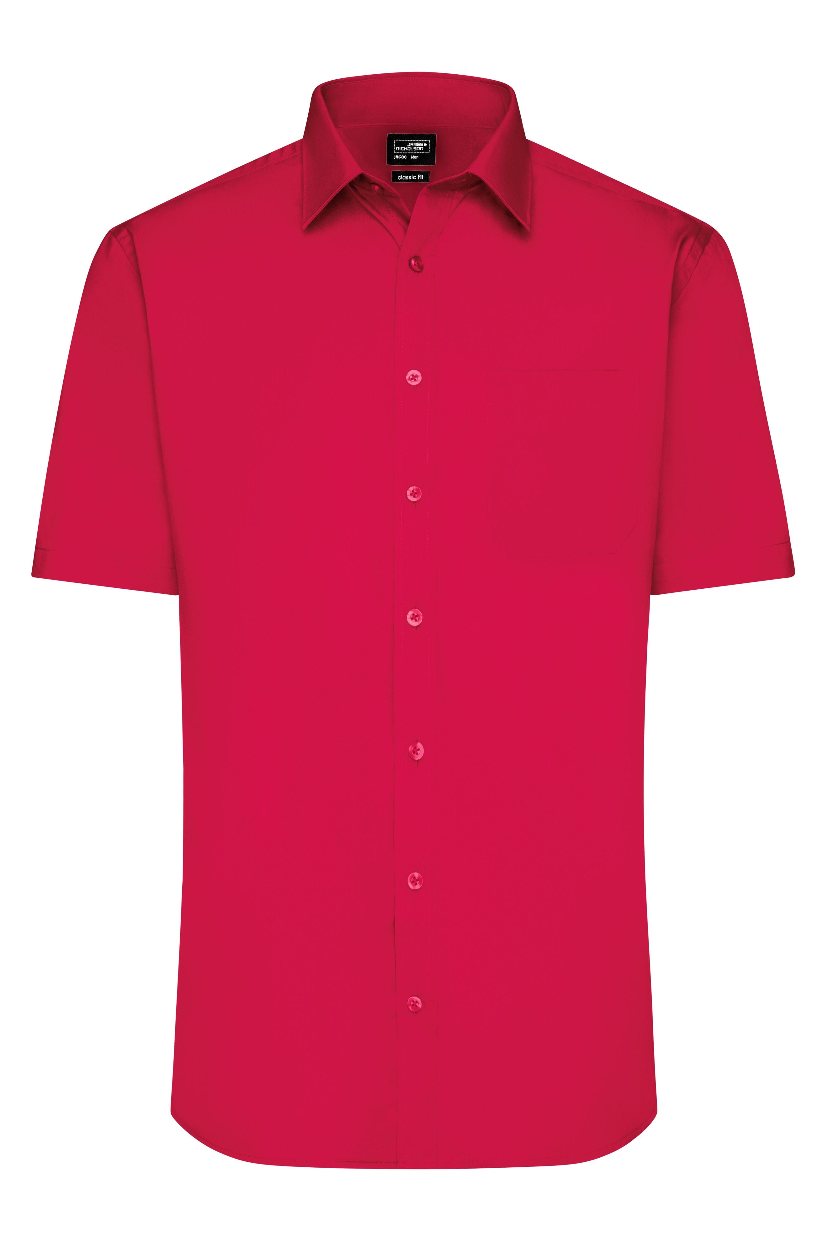 James & Nicholson Herrenhemd Poplin Kurzarm red