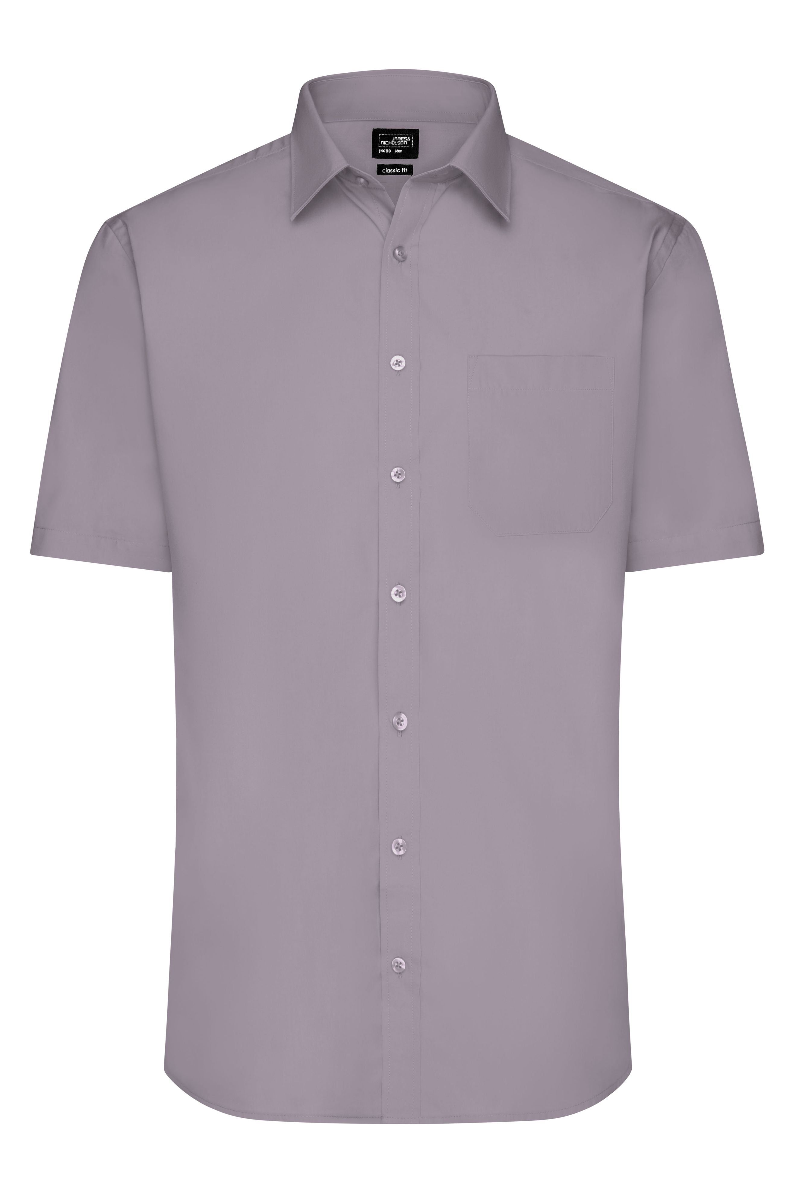 James & Nicholson Herrenhemd Poplin Kurzarm steel