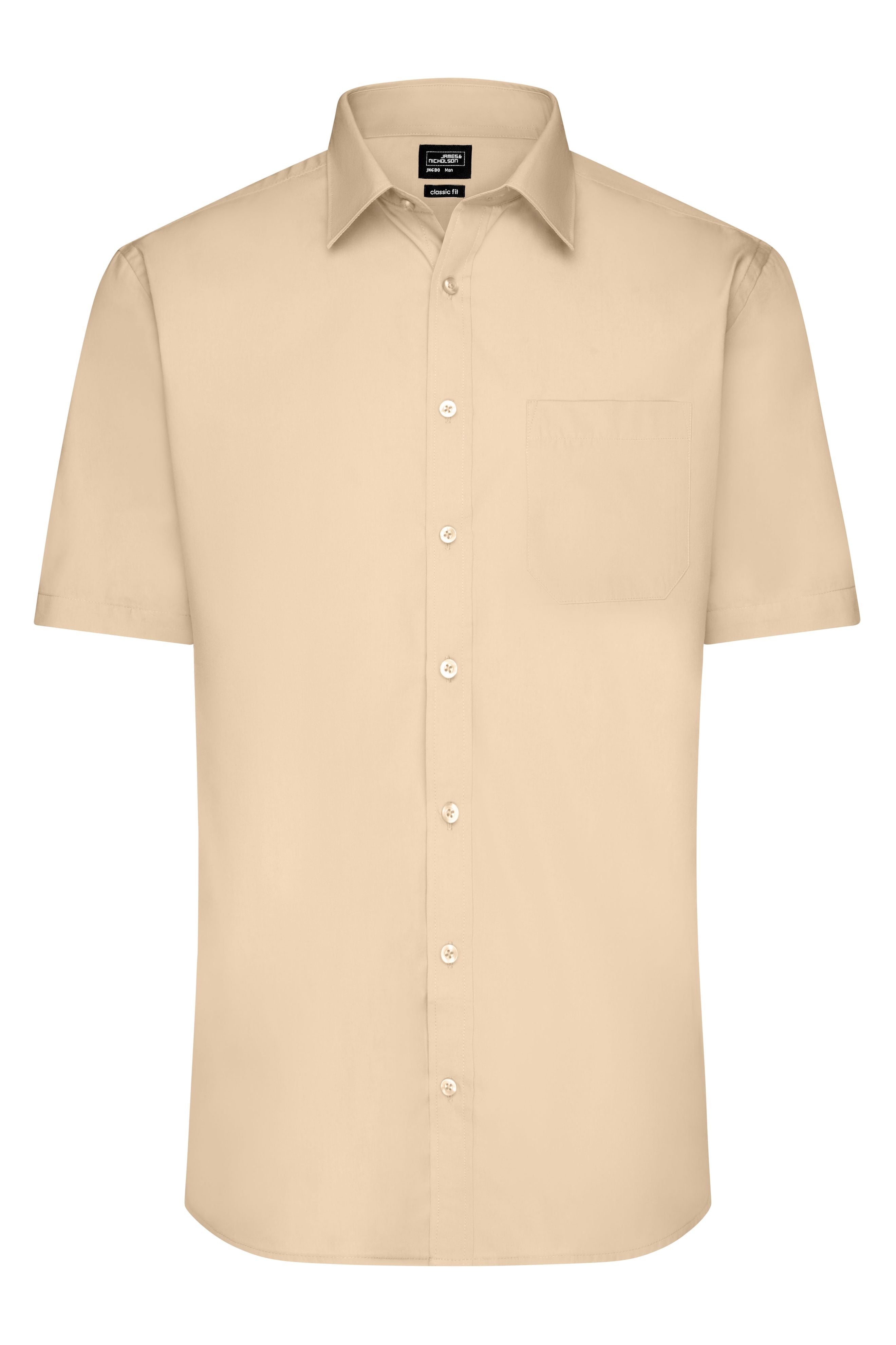 James & Nicholson Herrenhemd Poplin Kurzarm stone