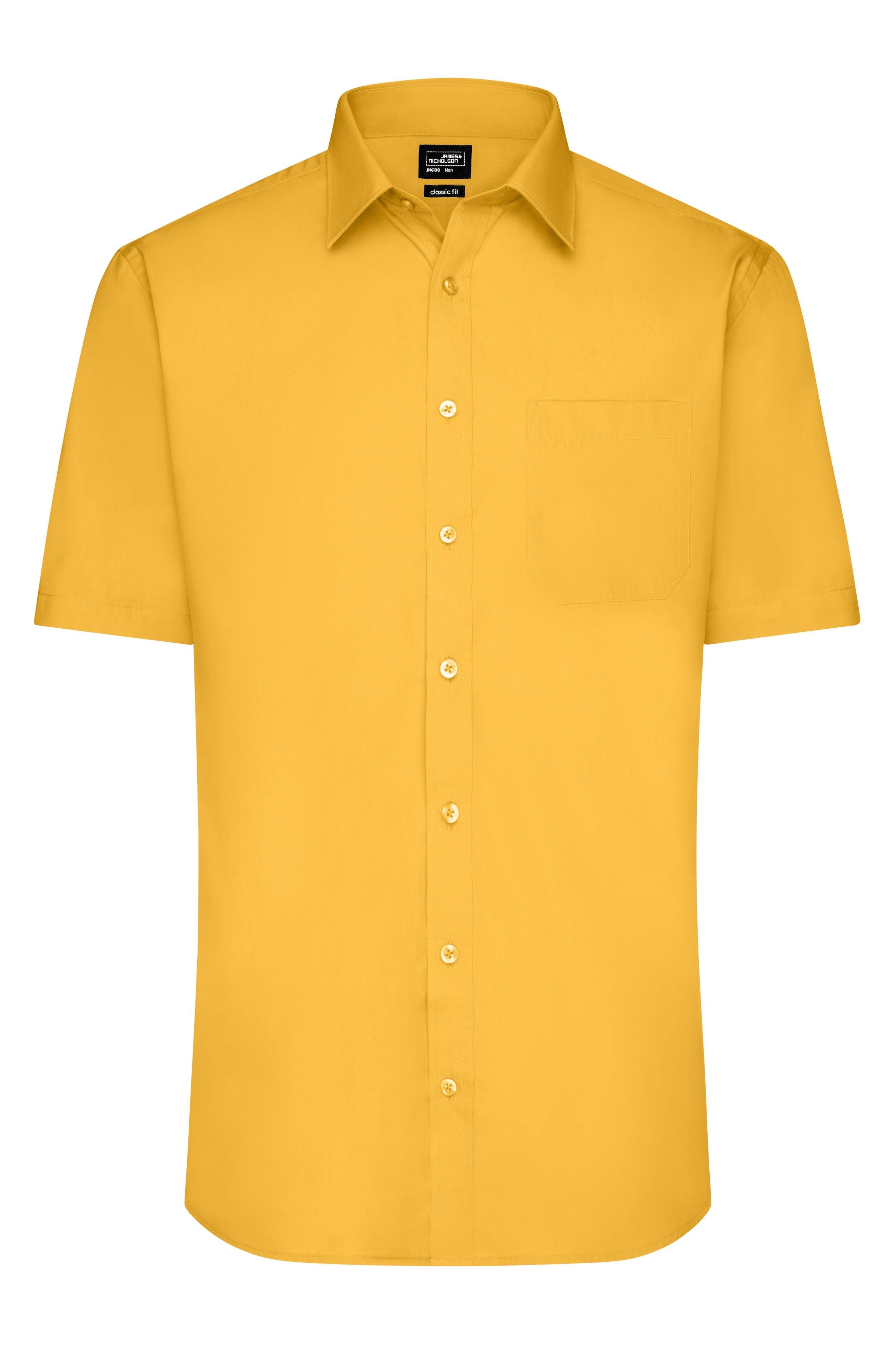 James & Nicholson Herrenhemd Poplin Kurzarm yellow