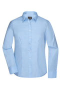 James & Nicholson Langarm Damenbluse Micro-Twill light-blue