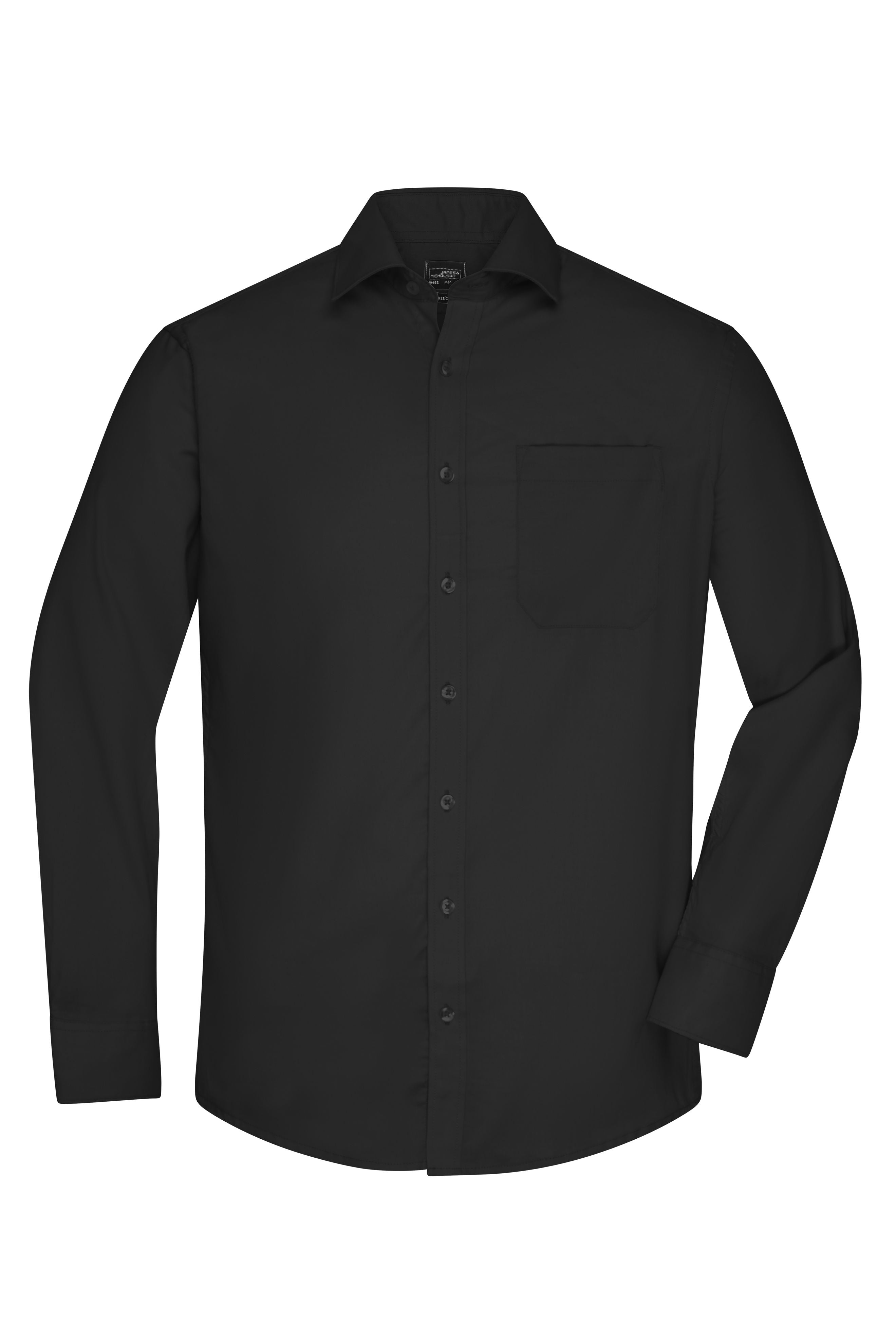 James & Nicholson Langarm Herrenhemd Micro-Twill black