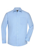 James & Nicholson Langarm Herrenhemd Micro-Twill light-blue