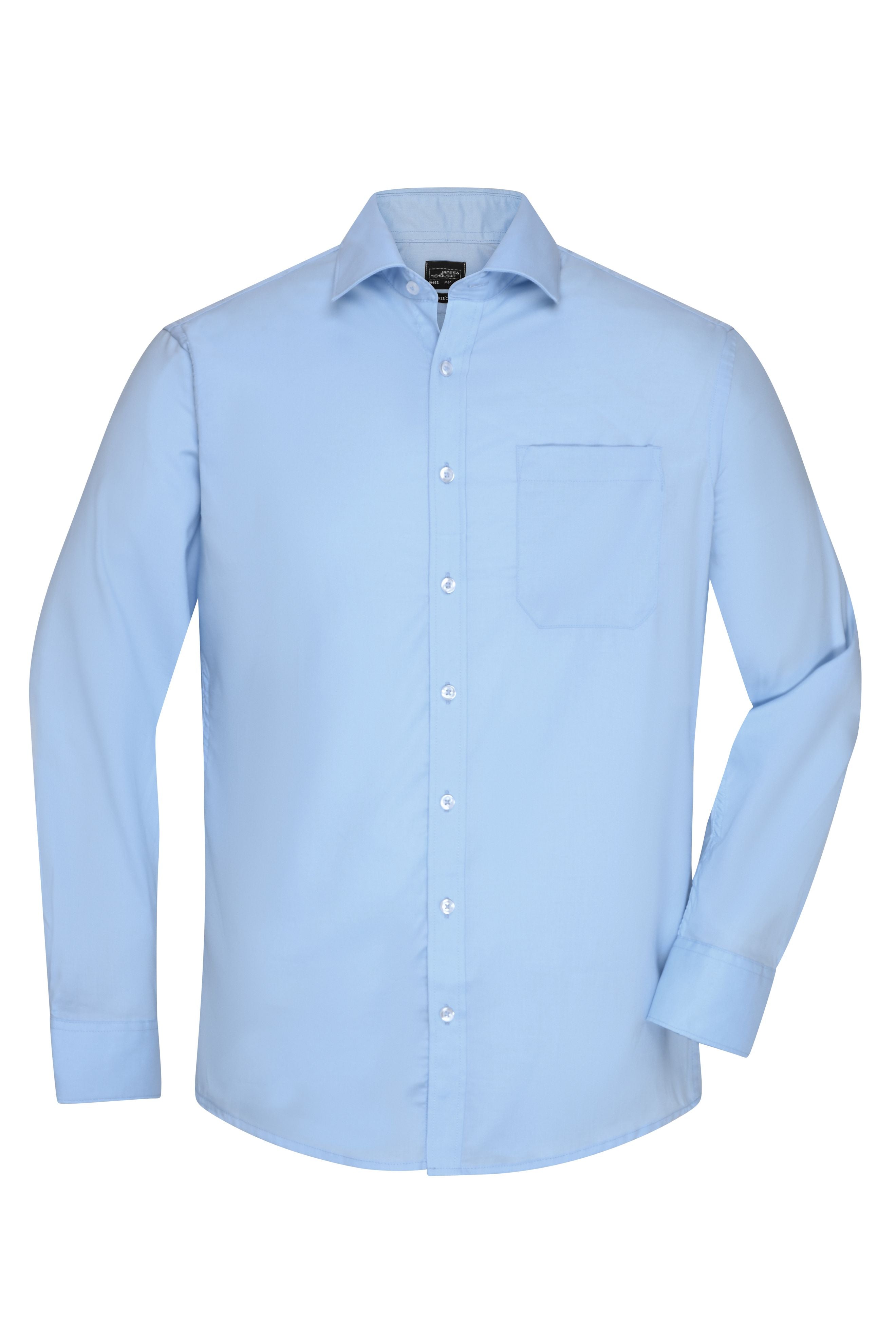 James & Nicholson Langarm Herrenhemd Micro-Twill light-blue