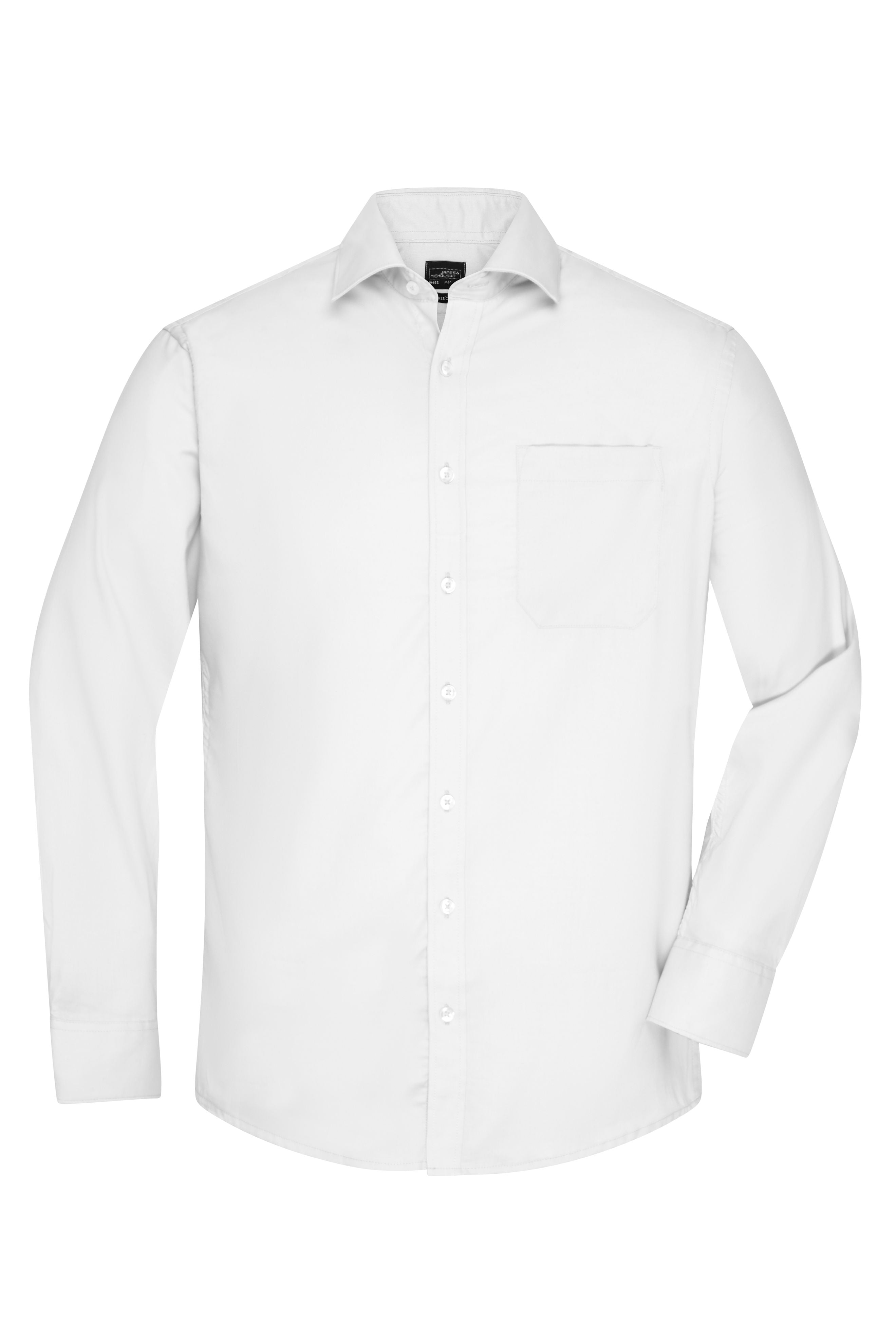James & Nicholson Langarm Herrenhemd Micro-Twill white