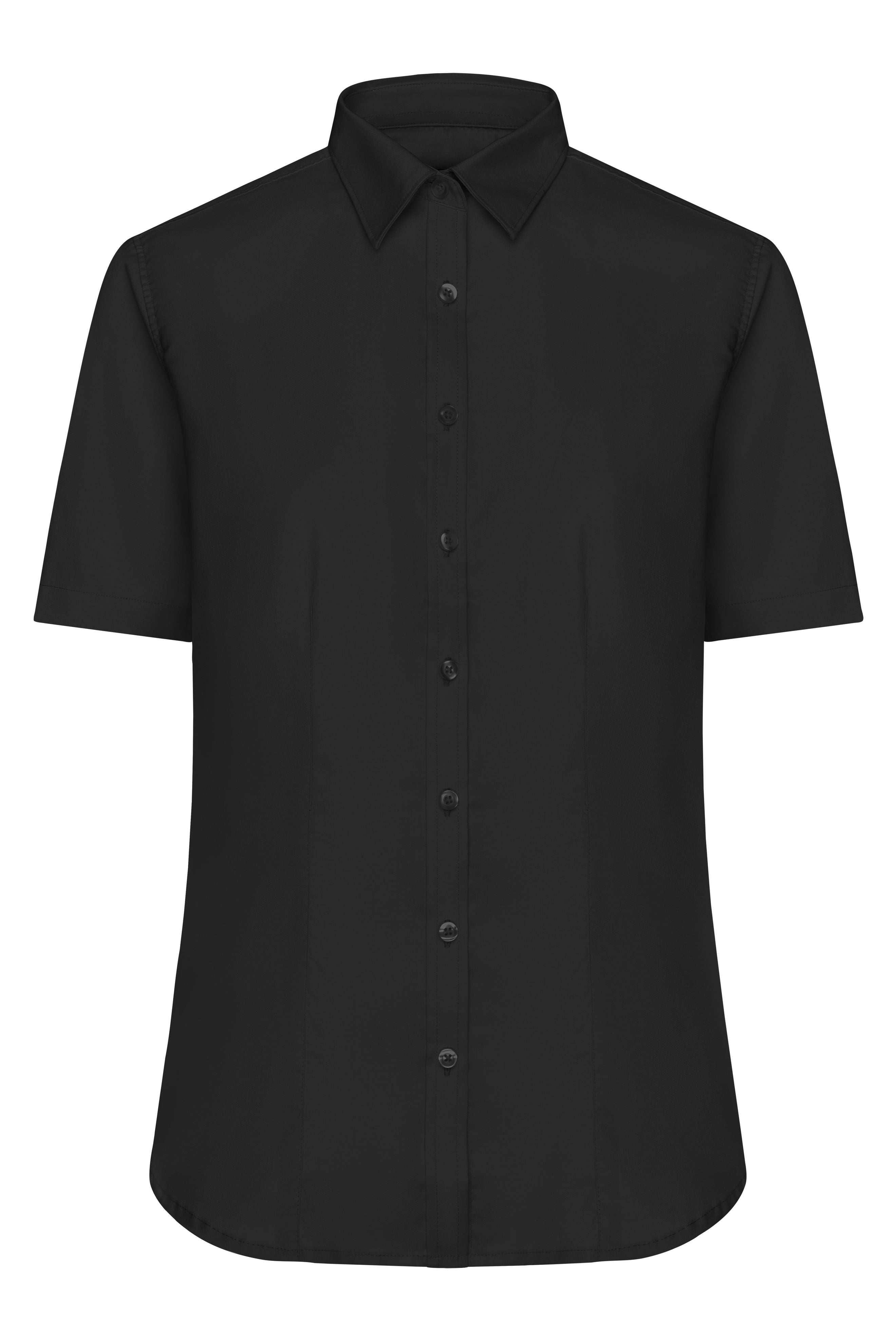 James & Nicholson Kurzarm Damenbluse Micro-Twill black