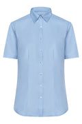James & Nicholson Kurzarm Damenbluse Micro-Twill light-blue