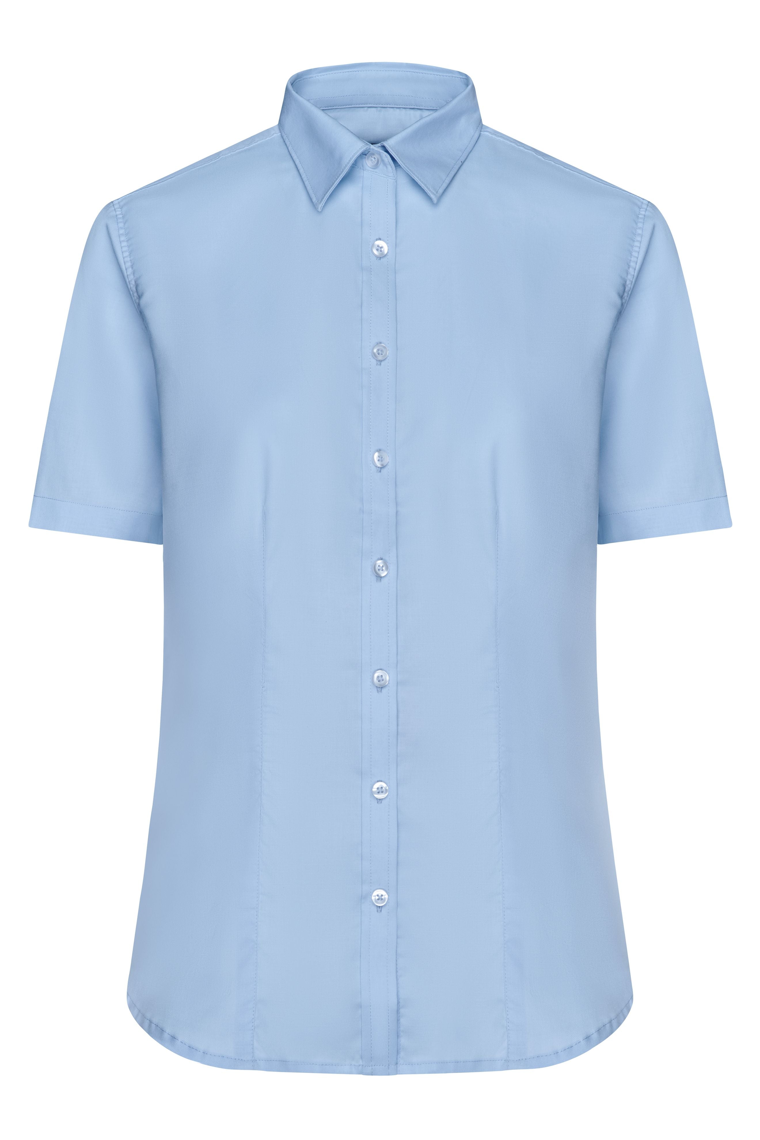 James & Nicholson Kurzarm Damenbluse Micro-Twill light-blue