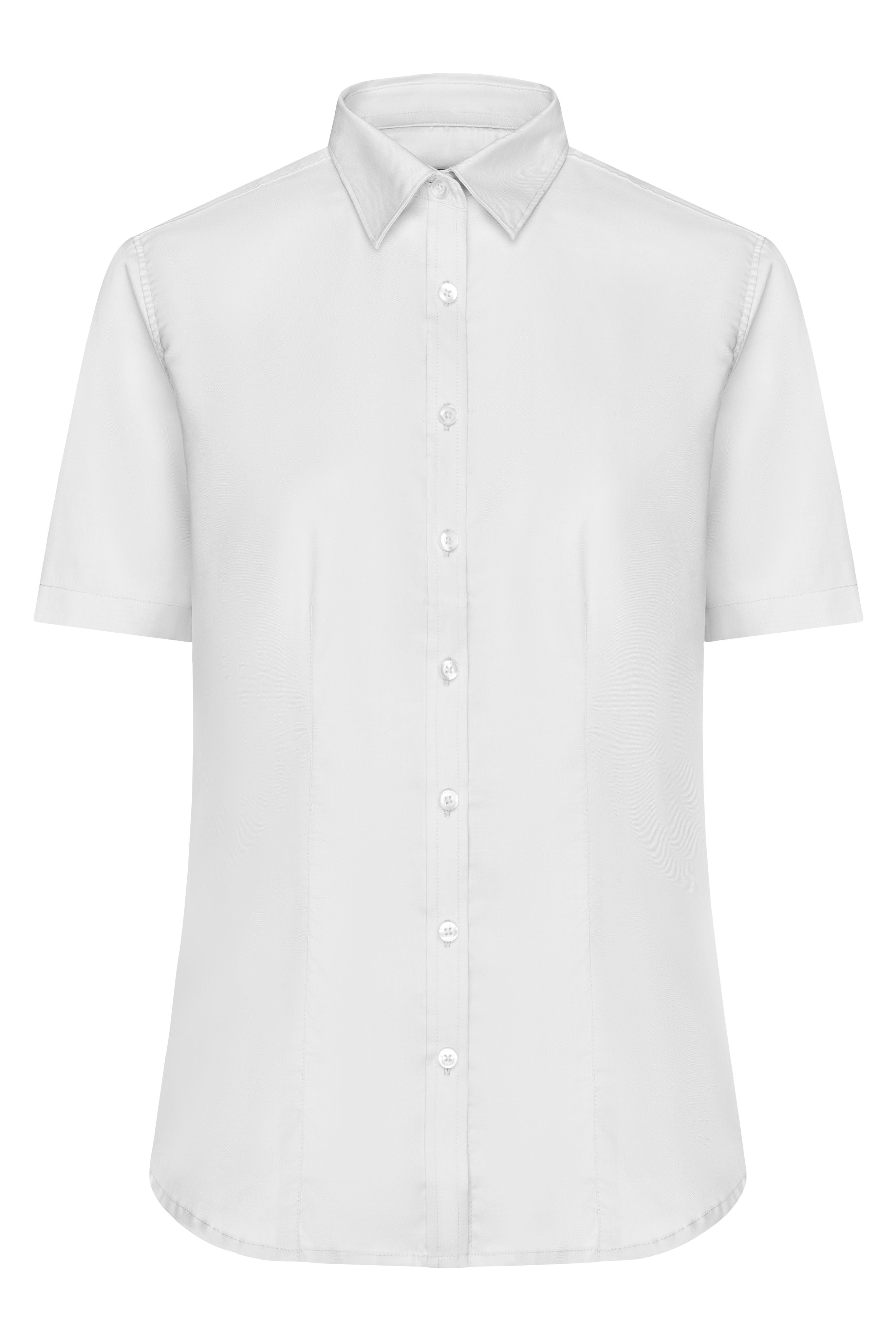 James & Nicholson Kurzarm Damenbluse Micro-Twill white