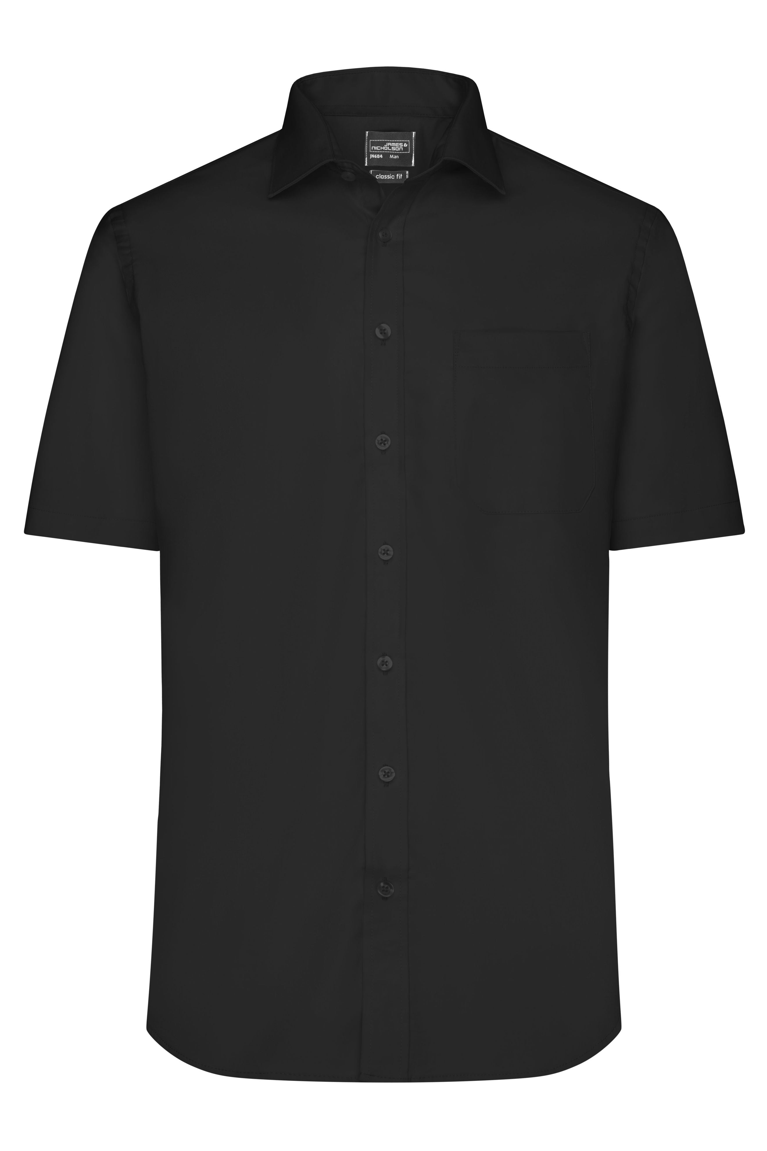 James & Nicholson Kurzarm Herrenhemd Micro-Twill black