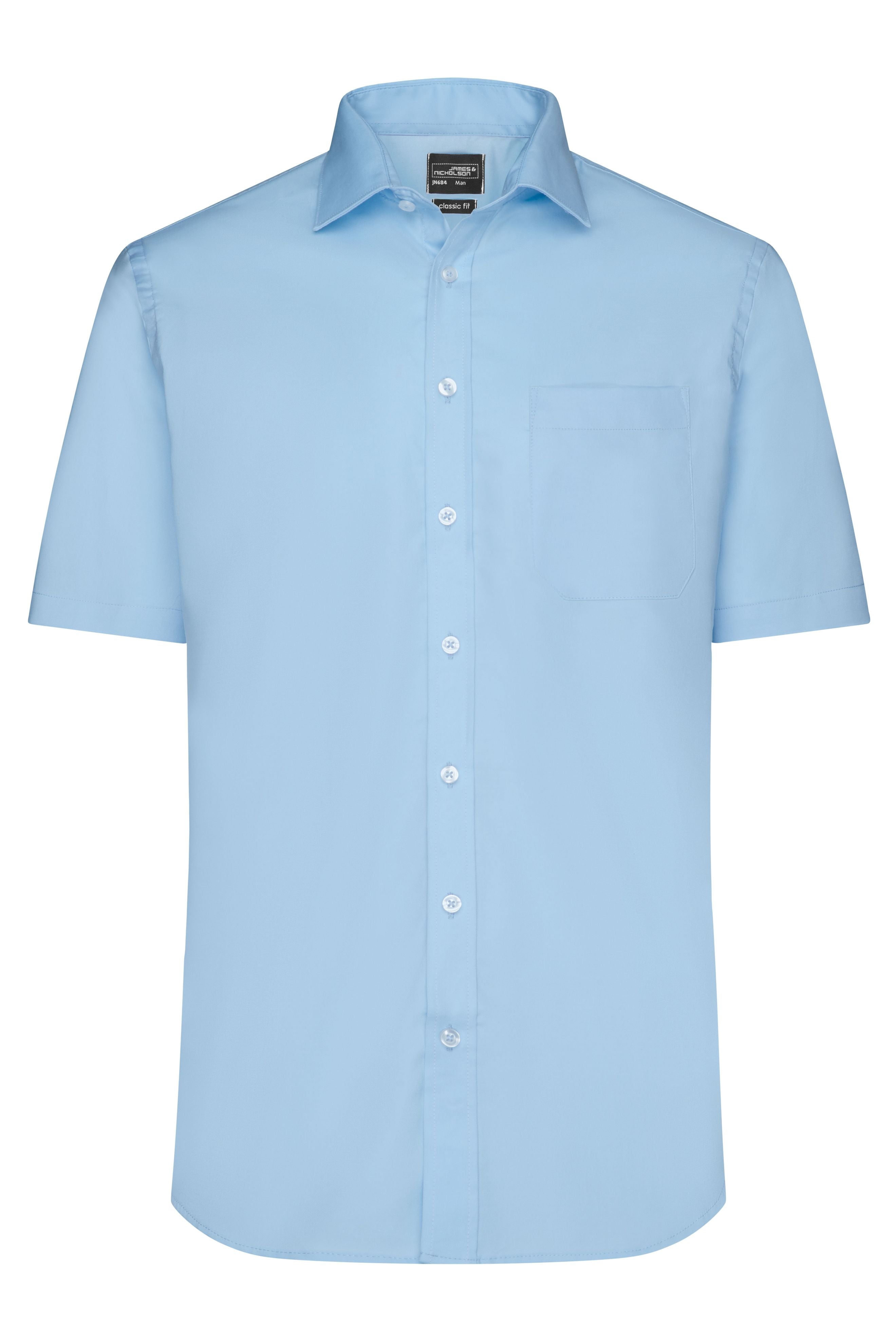 James & Nicholson Kurzarm Herrenhemd Micro-Twill light-blue
