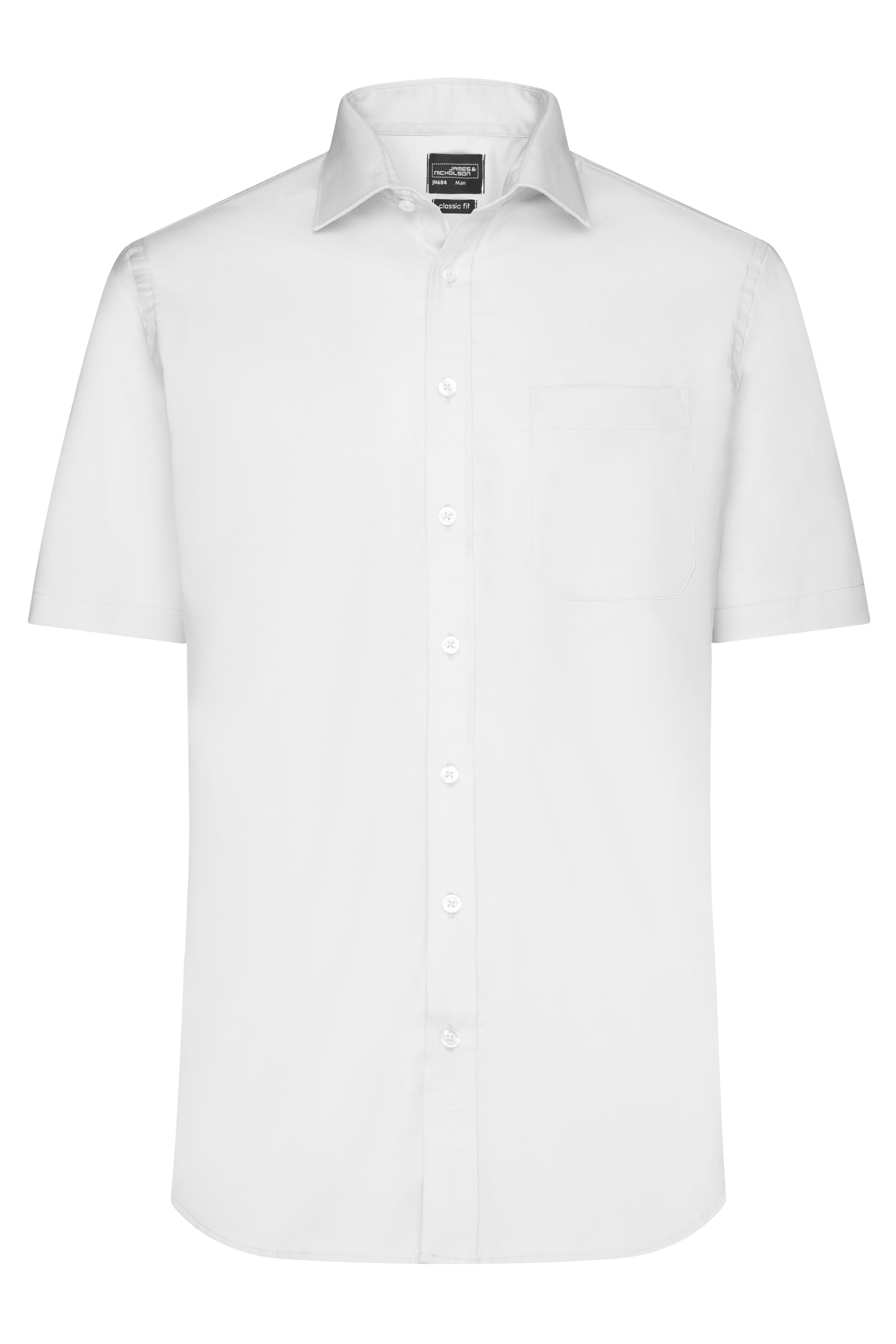 James & Nicholson Kurzarm Herrenhemd Micro-Twill white