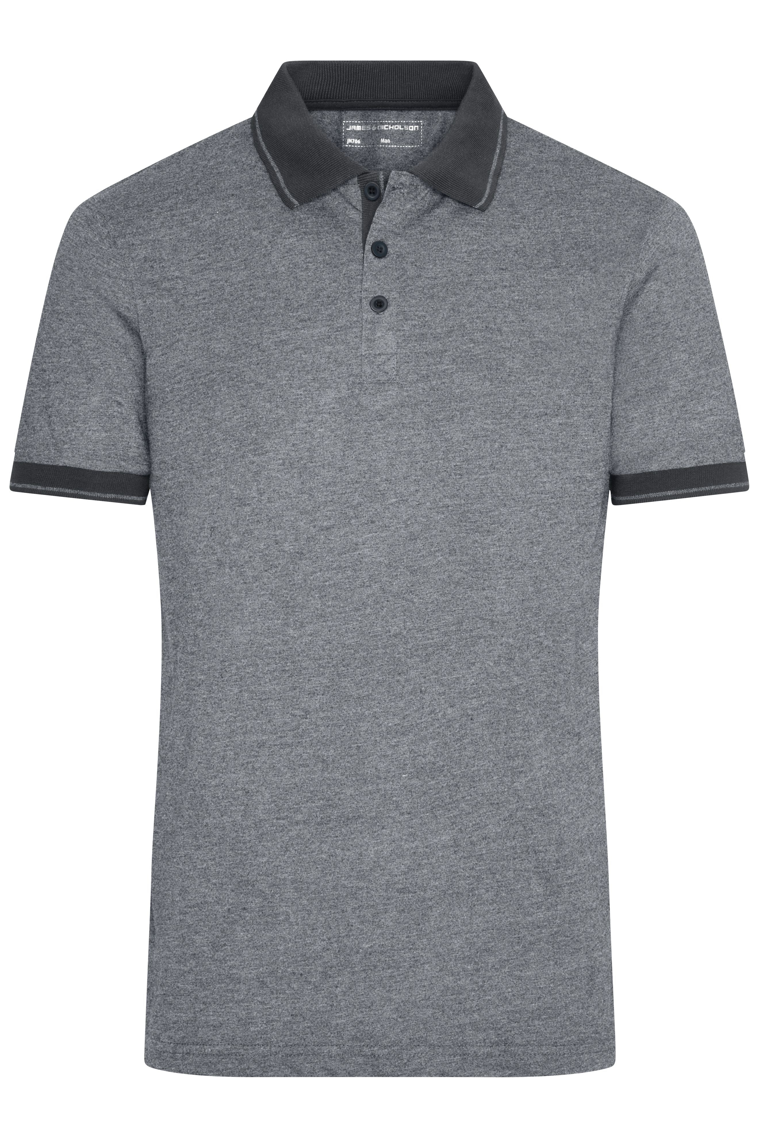 James & Nicholson Herren Melange Polo black-melange/black