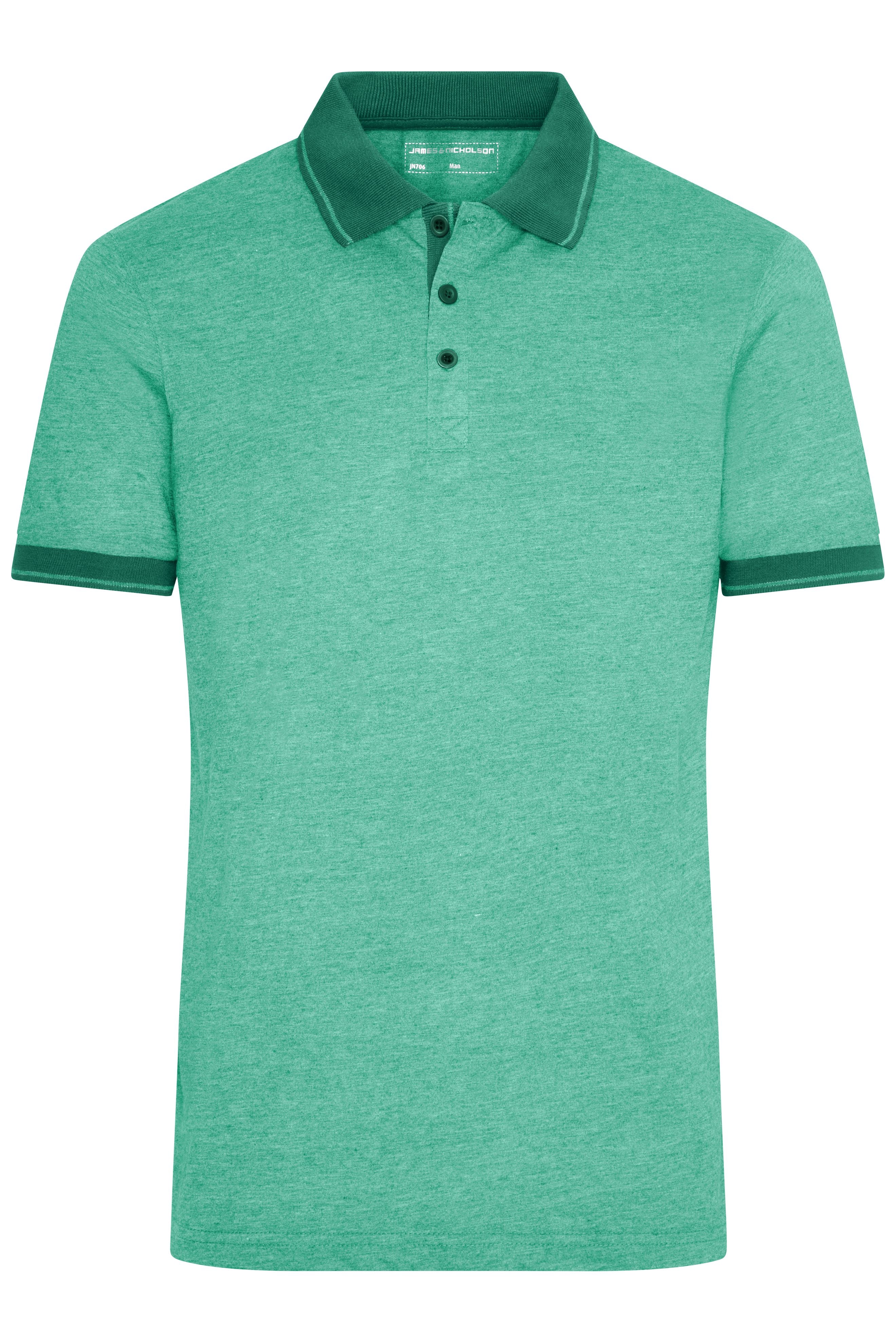 James & Nicholson Herren Melange Polo green-melange/dark-green