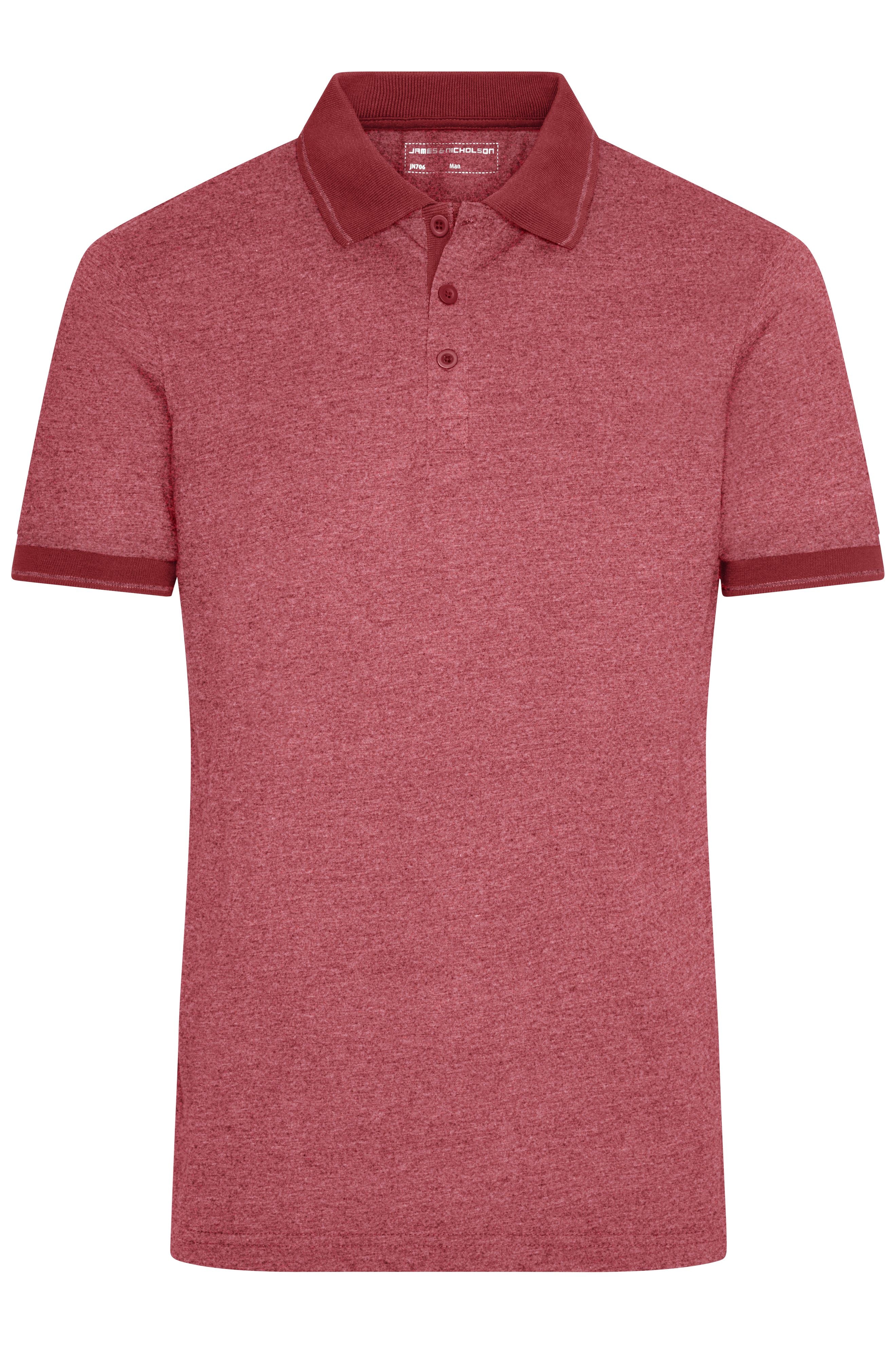 James & Nicholson Herren Melange Polo wine-melange/wine