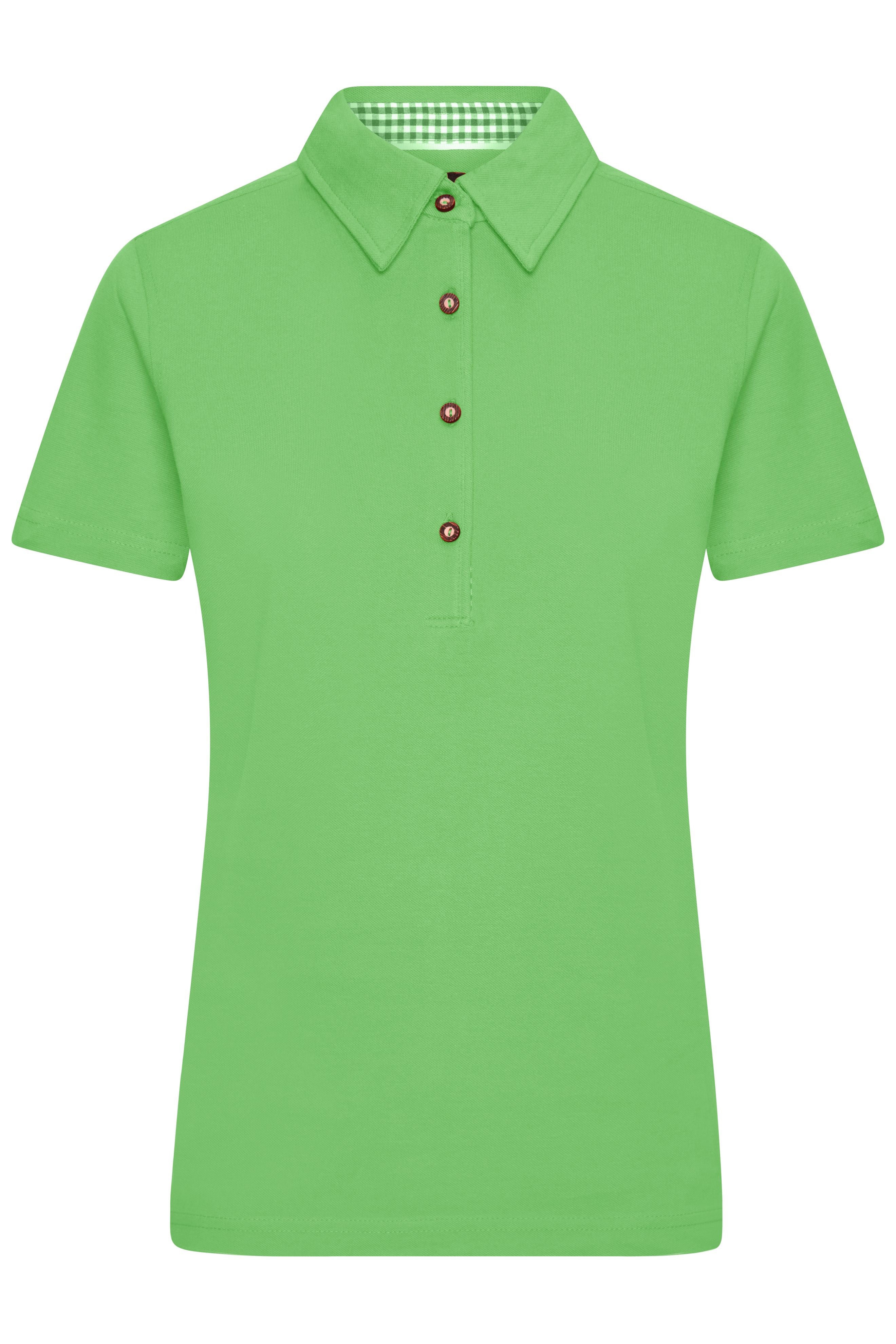 James & Nicholson Damen Trachtenpoloshirt lime-green/lime-green-white
