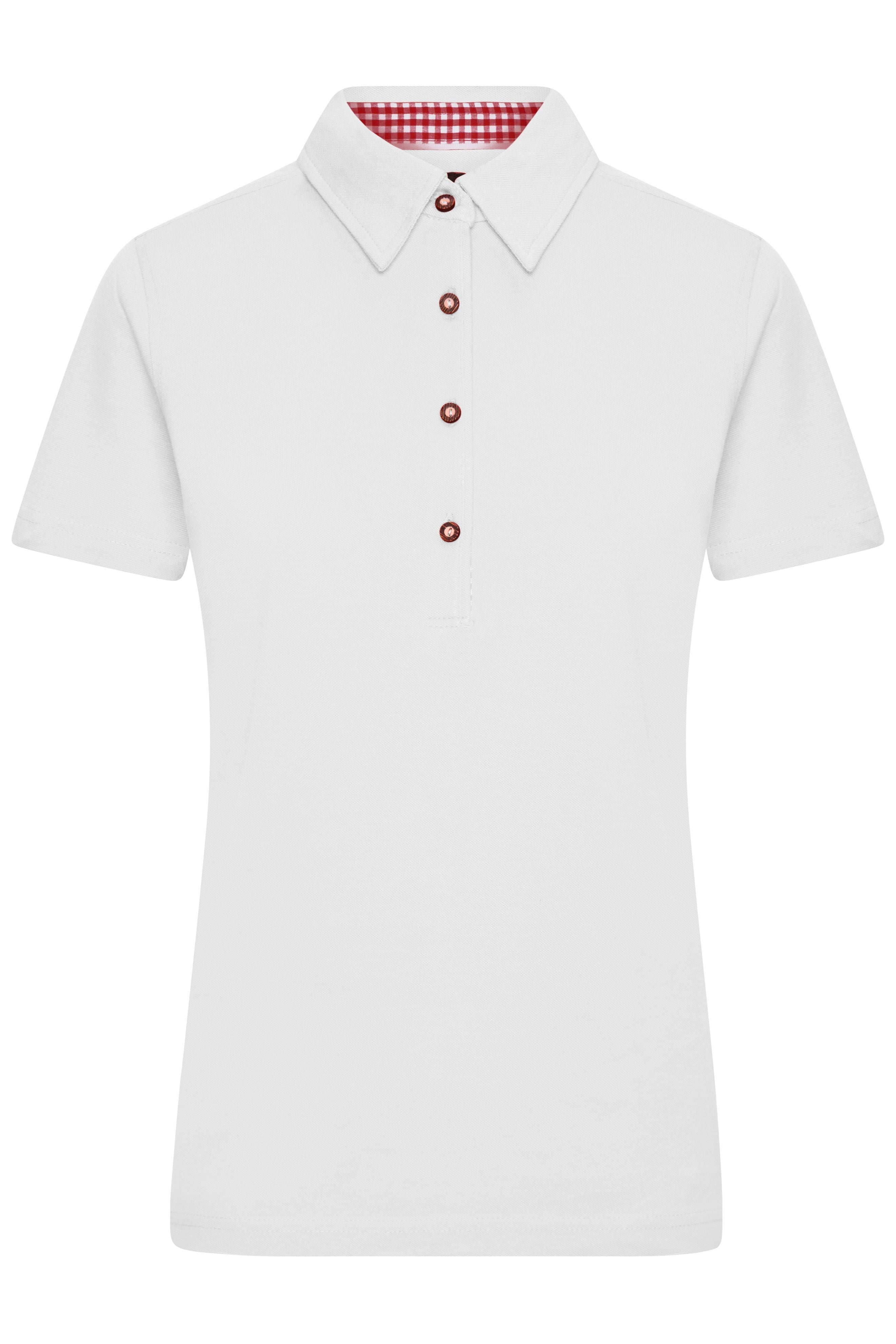 James & Nicholson Damen Trachtenpoloshirt white/red-white