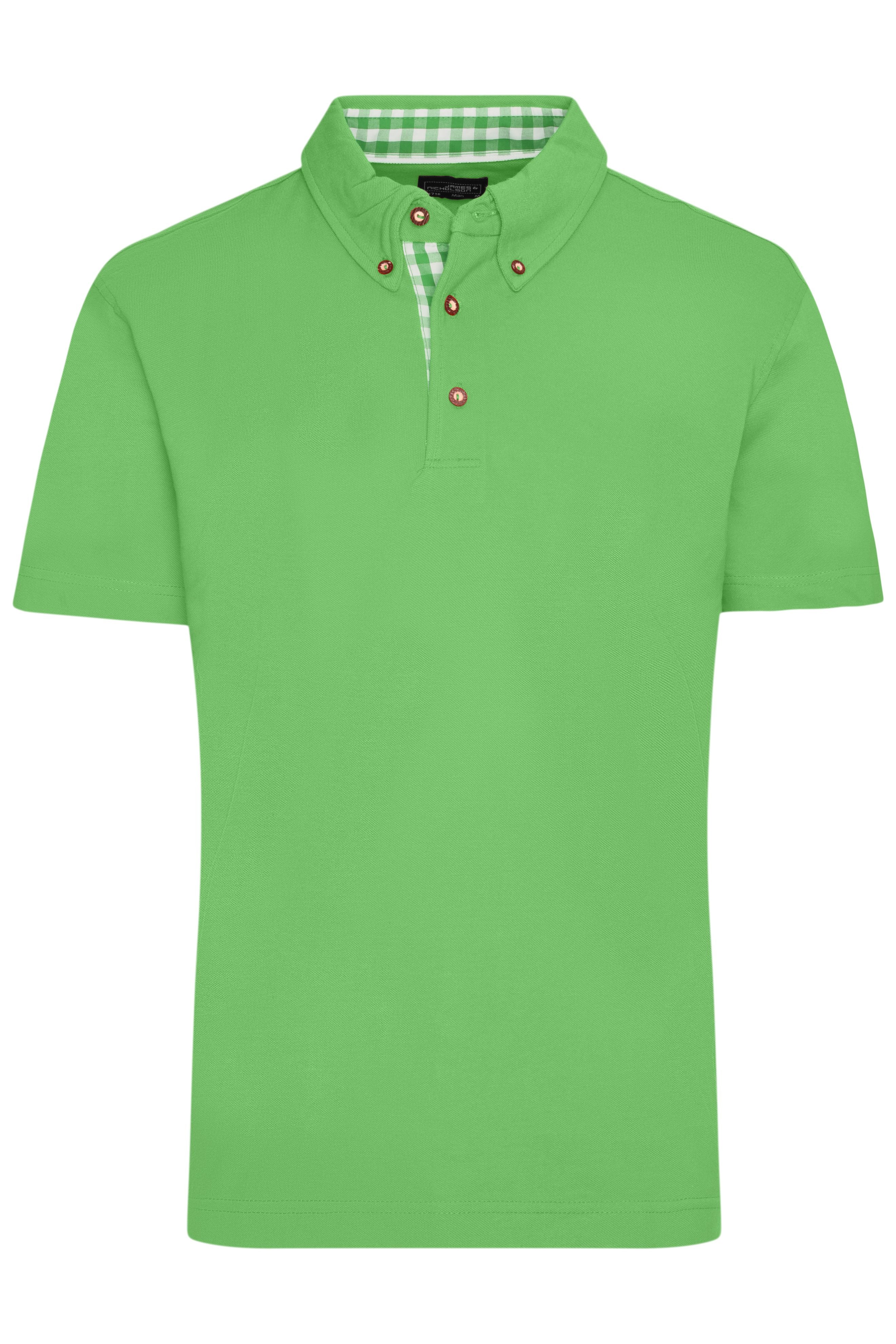 James & Nicholson Herren Trachtenpoloshirt lime-green/lime-green-white