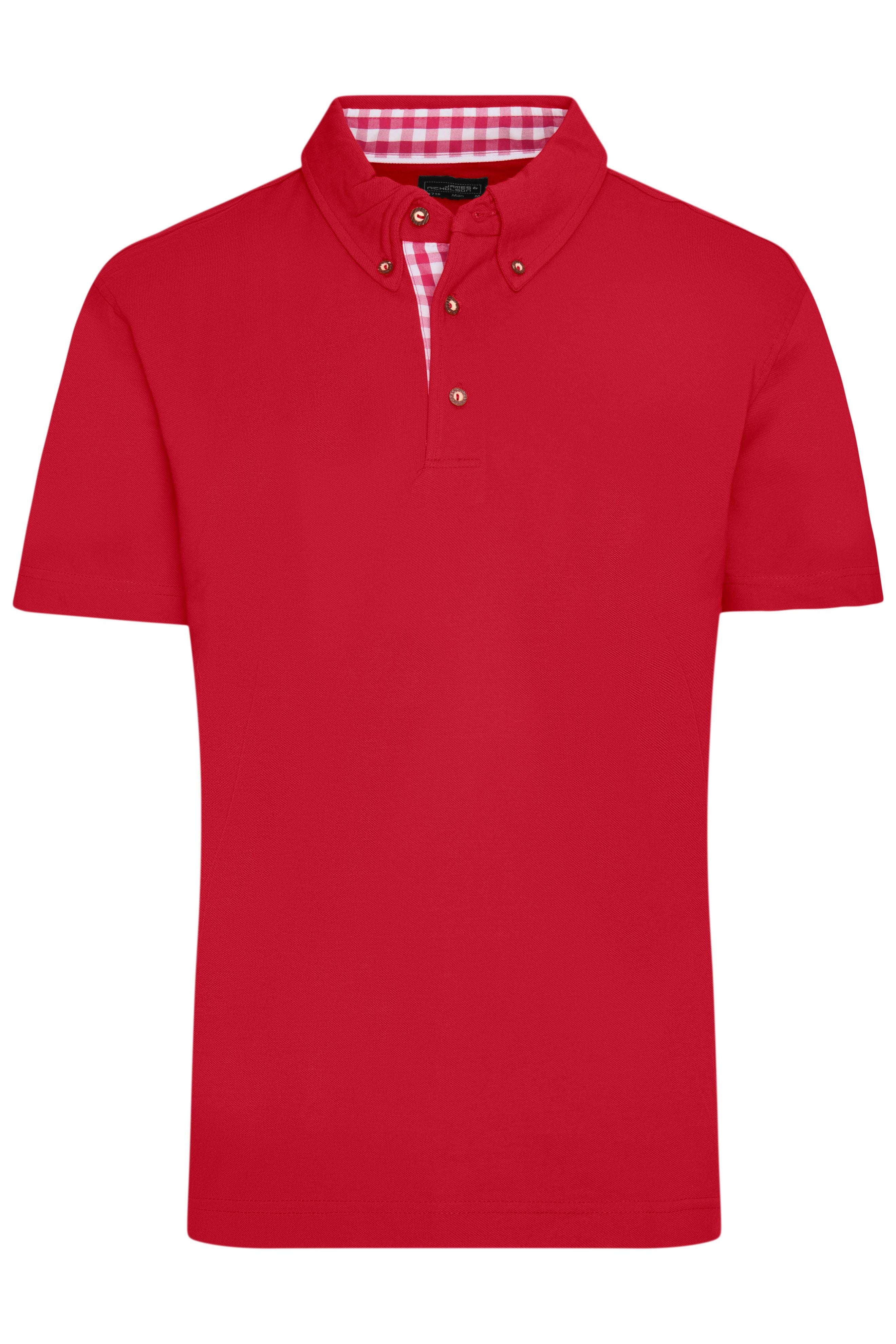 James & Nicholson Herren Trachtenpoloshirt red/red-white