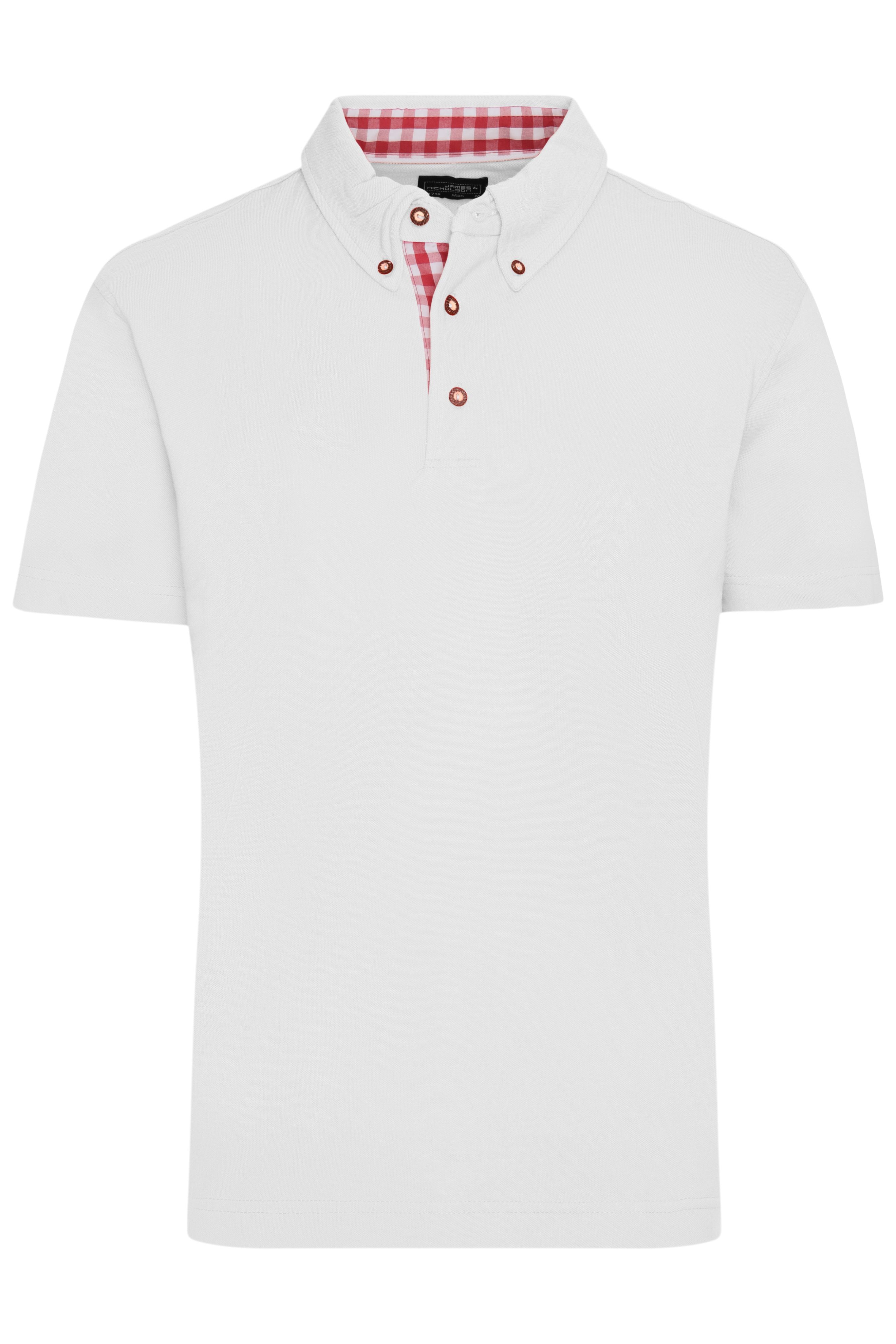 James & Nicholson Herren Trachtenpoloshirt white/red-white