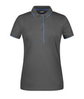 James & Nicholson Damenpolo Multi Stripe graphite/aqua