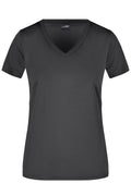 James & Nicholson Damen Sportshirt mit V-Ausschnitt black