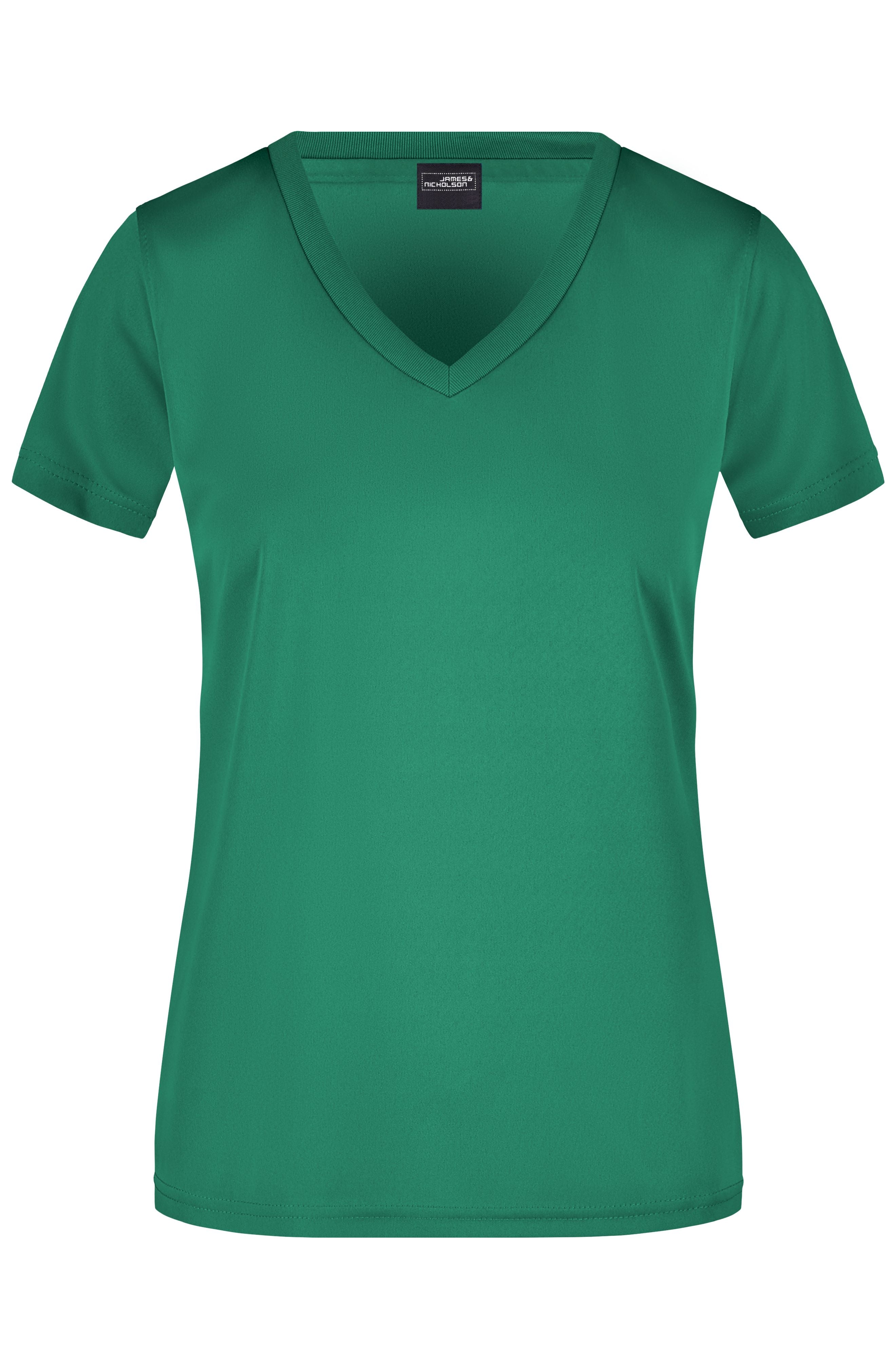 James & Nicholson Damen Sportshirt mit V-Ausschnitt green