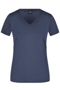 James & Nicholson Damen Sportshirt mit V-Ausschnitt navy