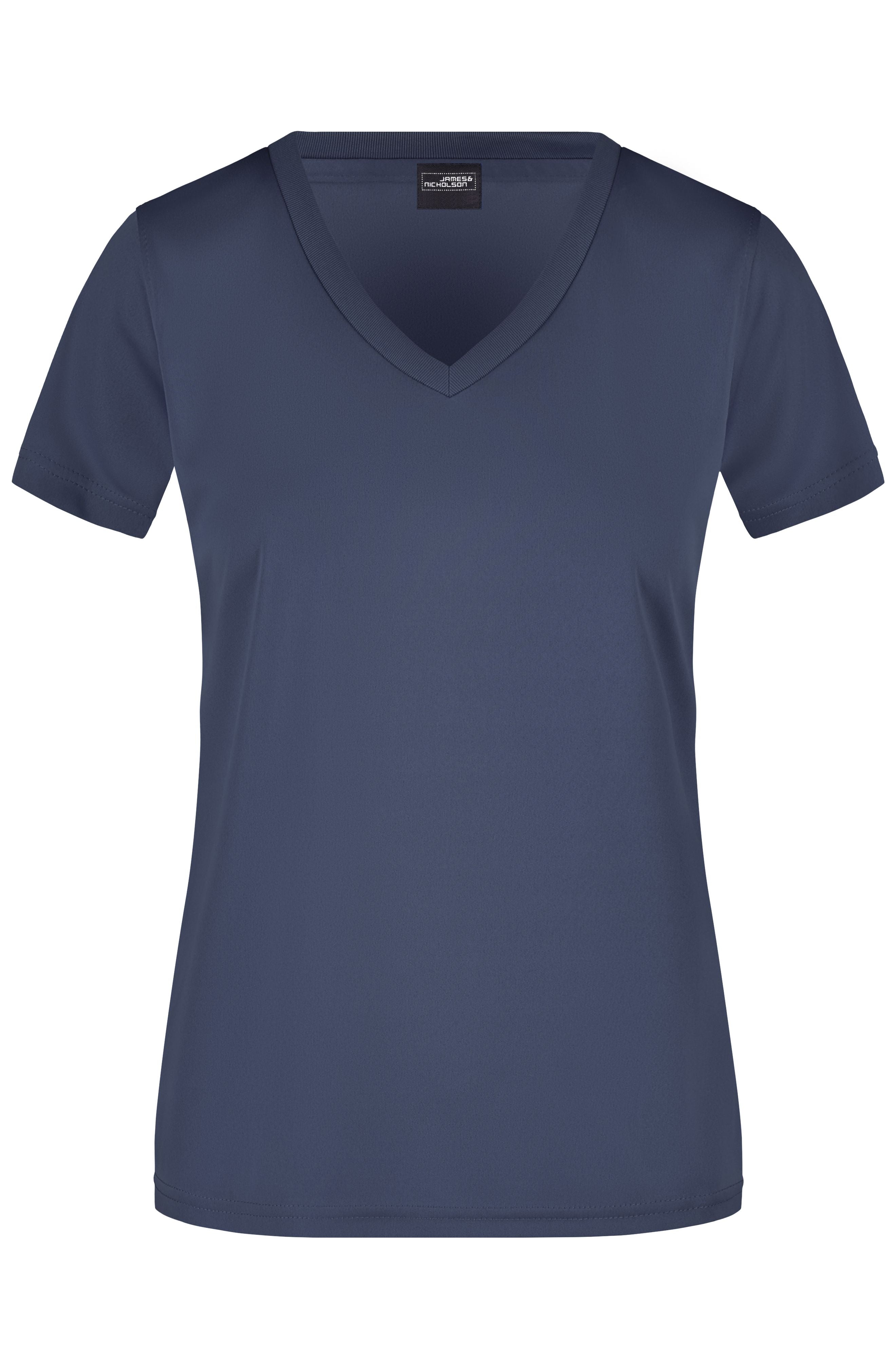 James & Nicholson Damen Sportshirt mit V-Ausschnitt navy