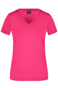 James & Nicholson Damen Sportshirt mit V-Ausschnitt pink
