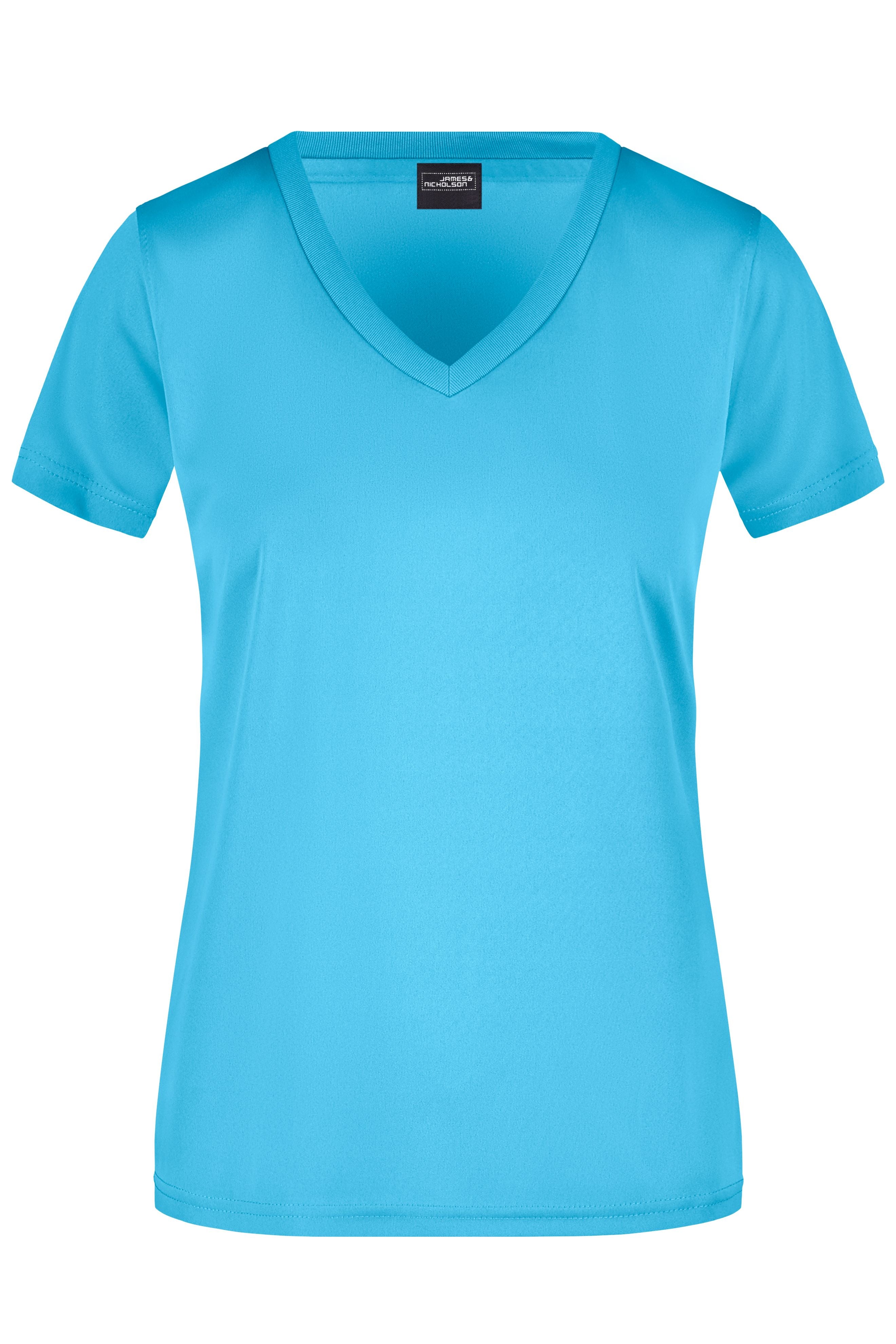 James & Nicholson Damen Sportshirt mit V-Ausschnitt turquoise