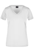James & Nicholson Damen Sportshirt mit V-Ausschnitt white