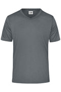 James & Nicholson Herren Sportshirt mit V-Ausschnitt dark-melange