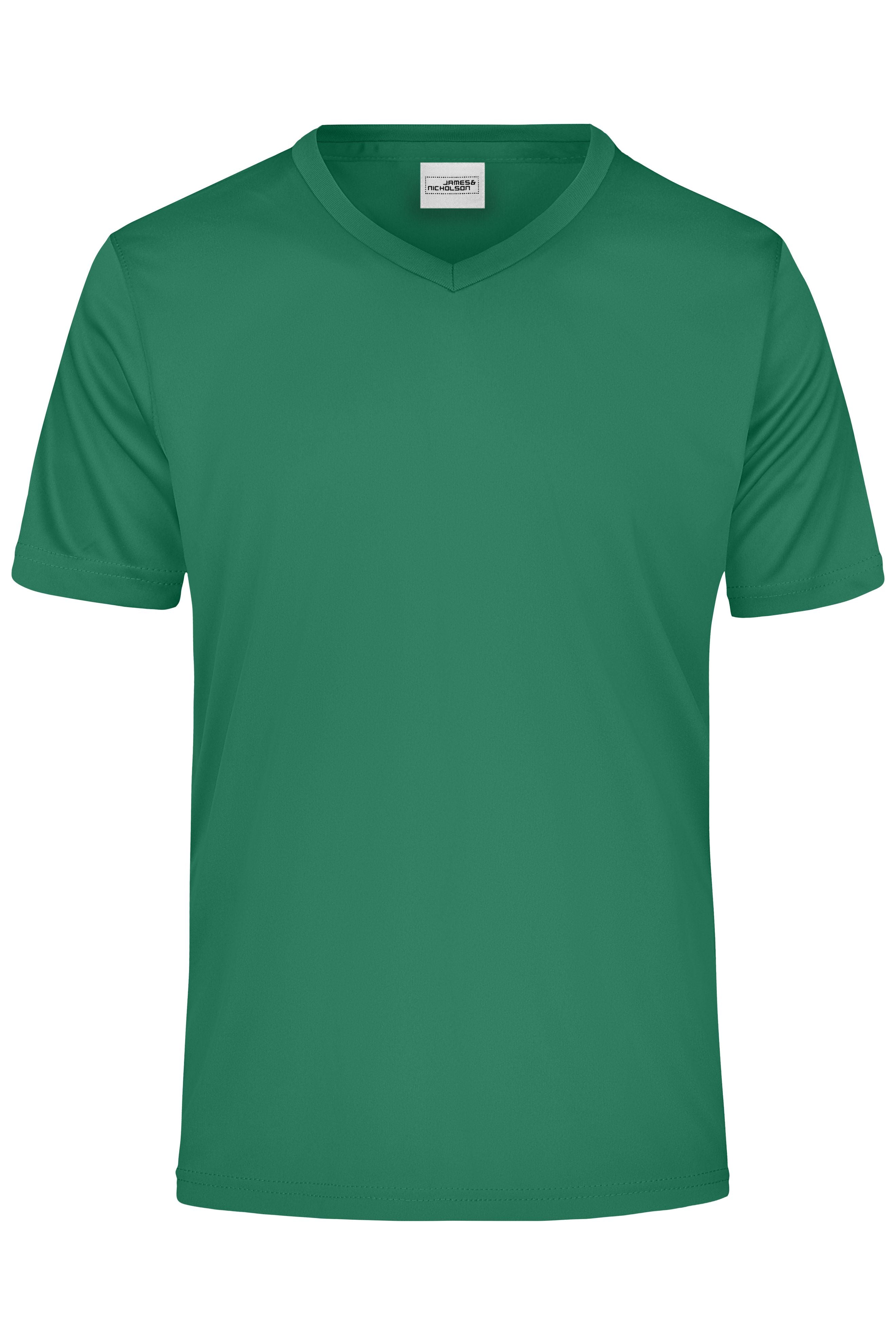 James & Nicholson Herren Sportshirt mit V-Ausschnitt green