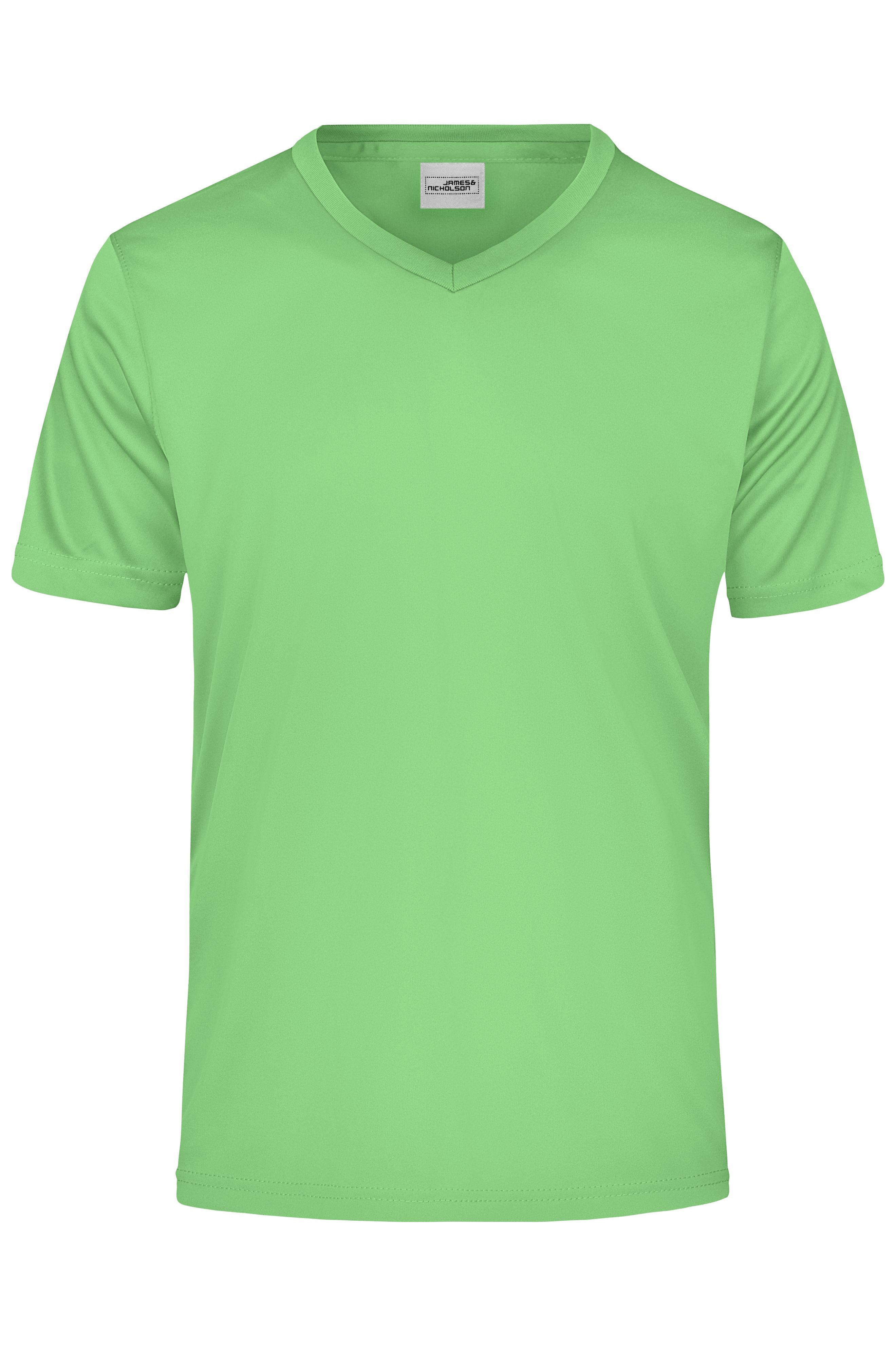 James & Nicholson Herren Sportshirt mit V-Ausschnitt lime-green