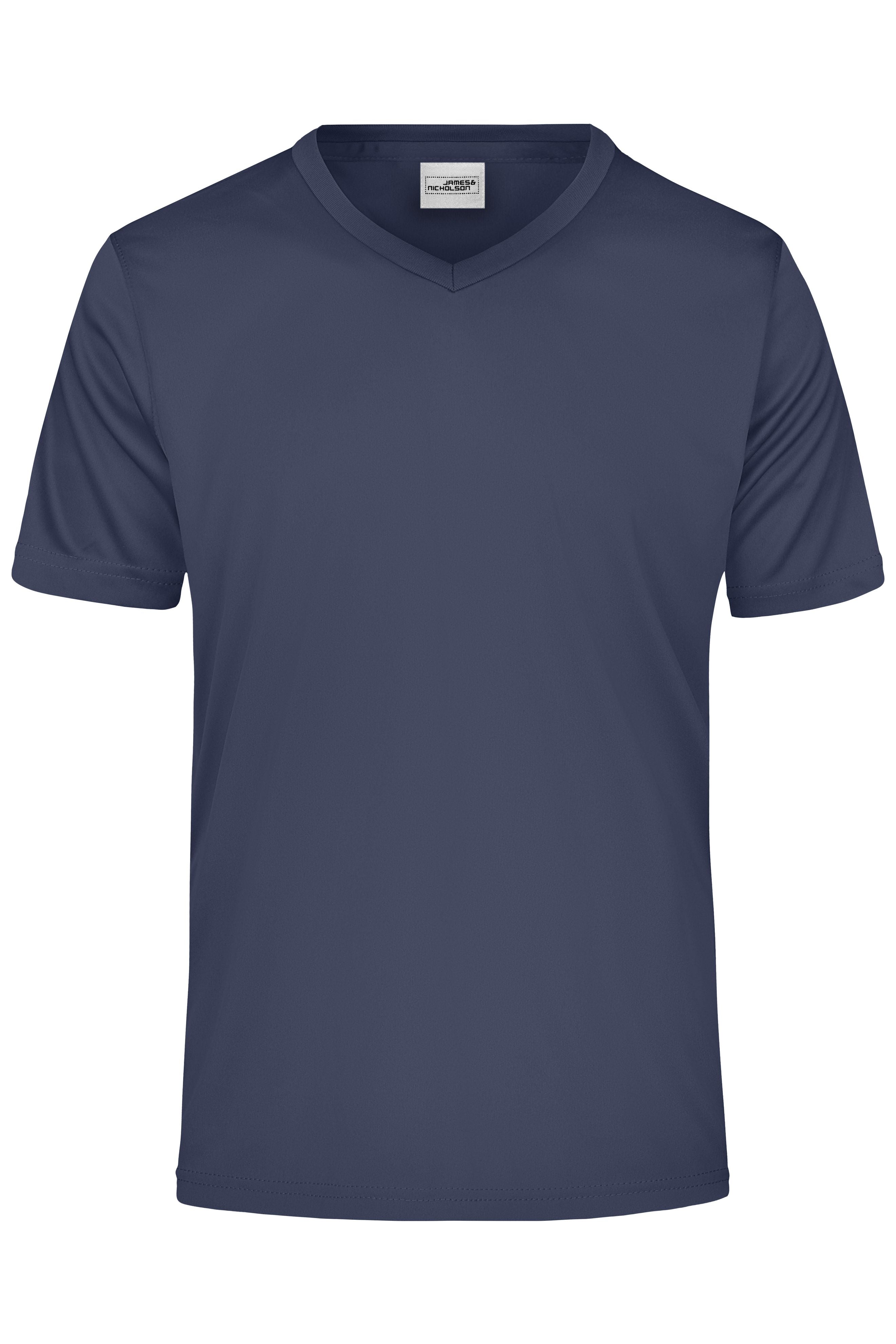 James & Nicholson Herren Sportshirt mit V-Ausschnitt navy