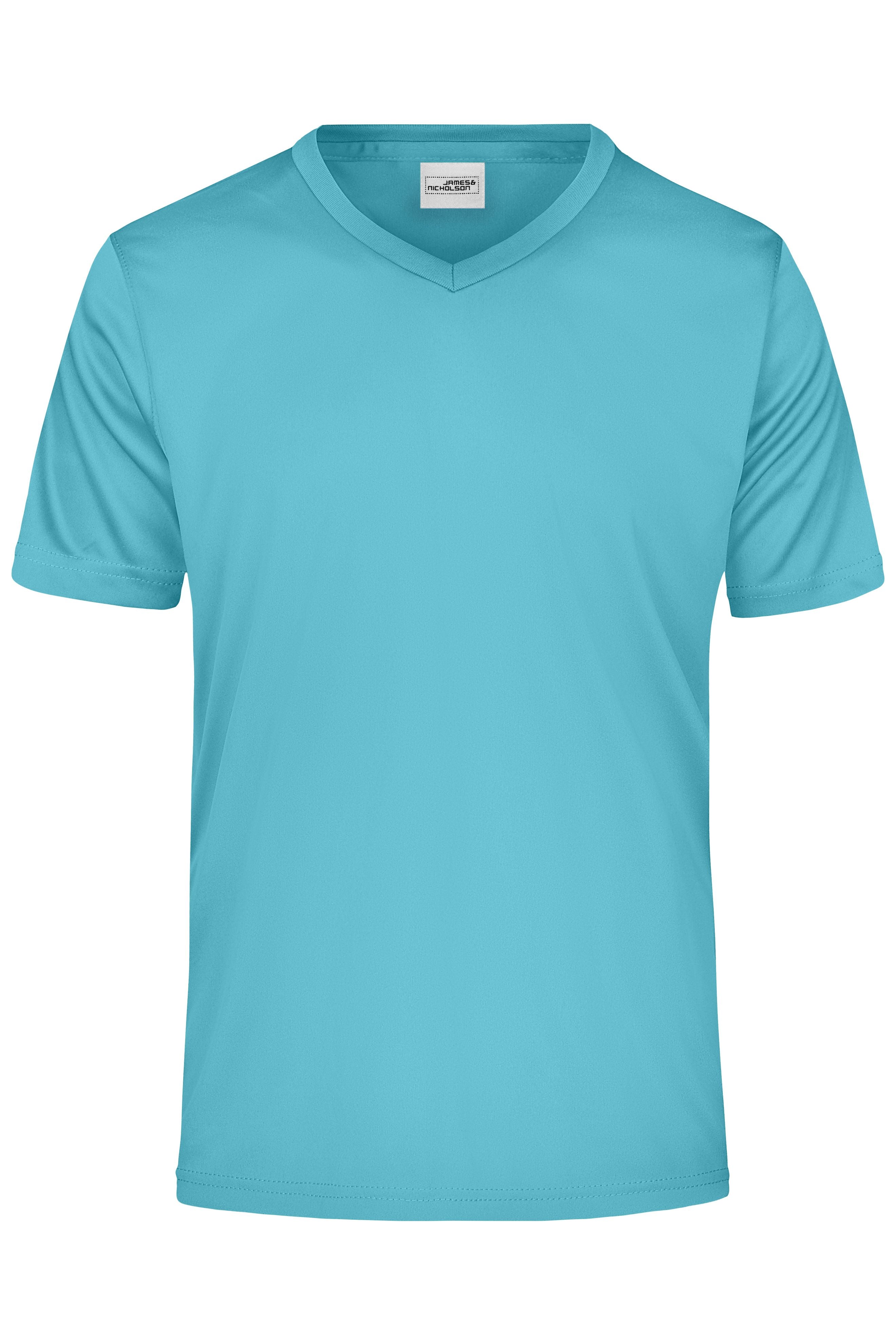 James & Nicholson Herren Sportshirt mit V-Ausschnitt pacific