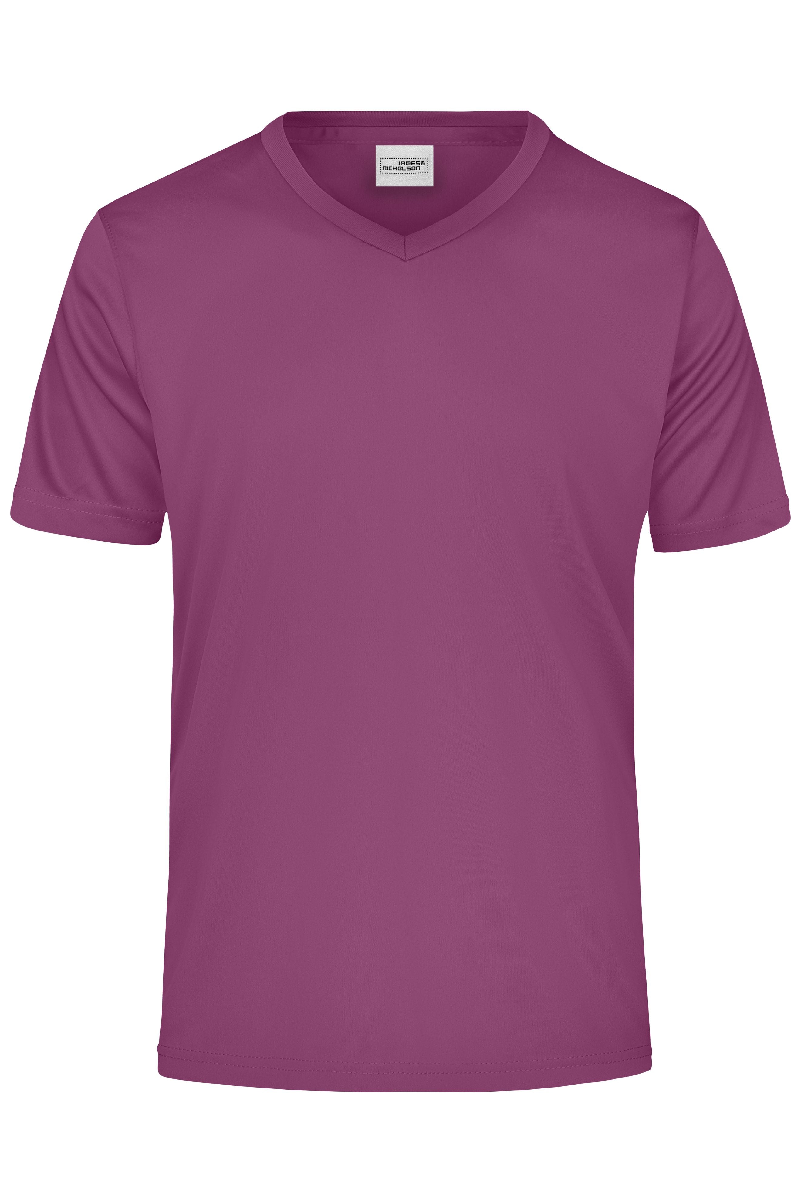 James & Nicholson Herren Sportshirt mit V-Ausschnitt purple